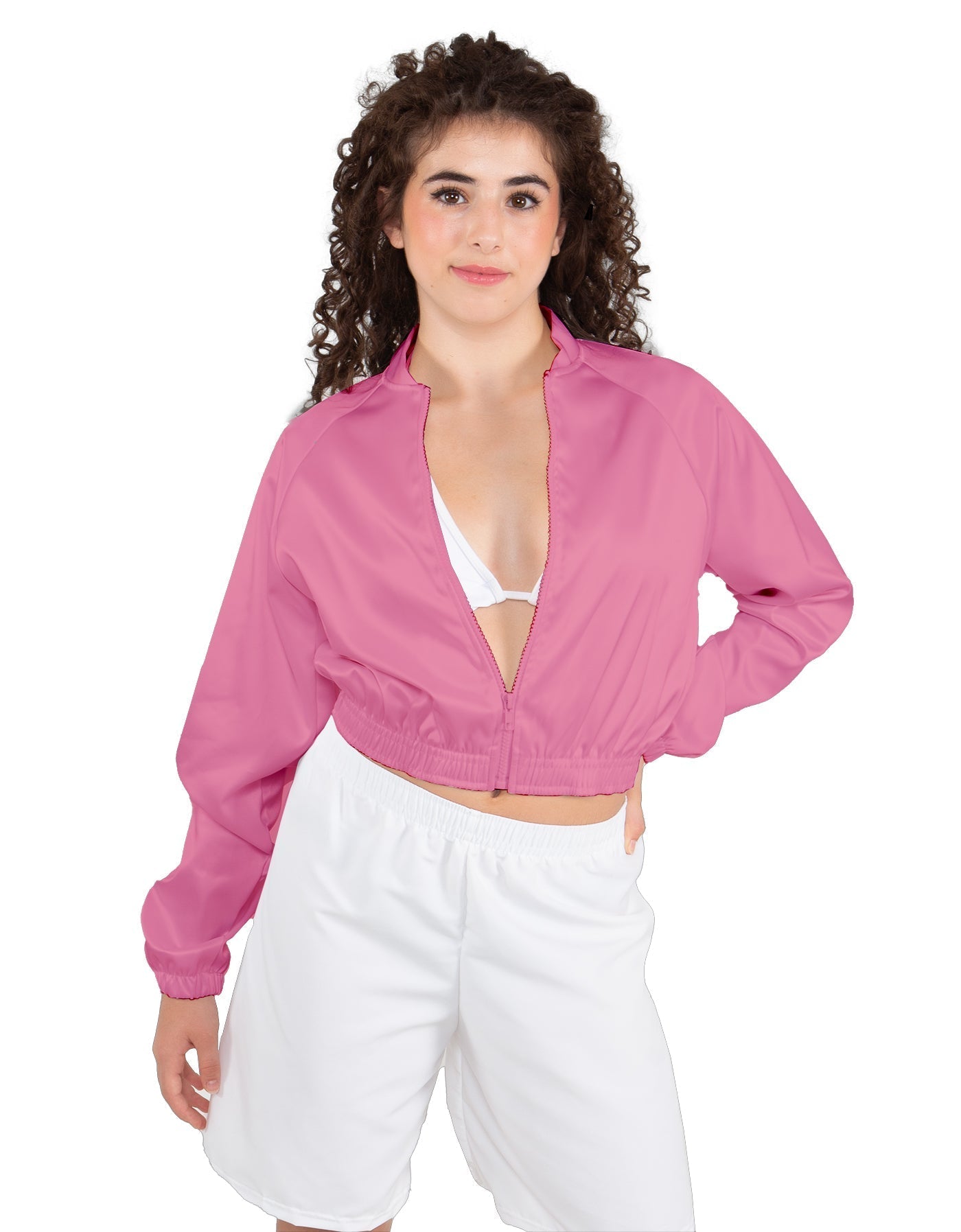 Solid Satin Cropped Jockey Jacket No Rib