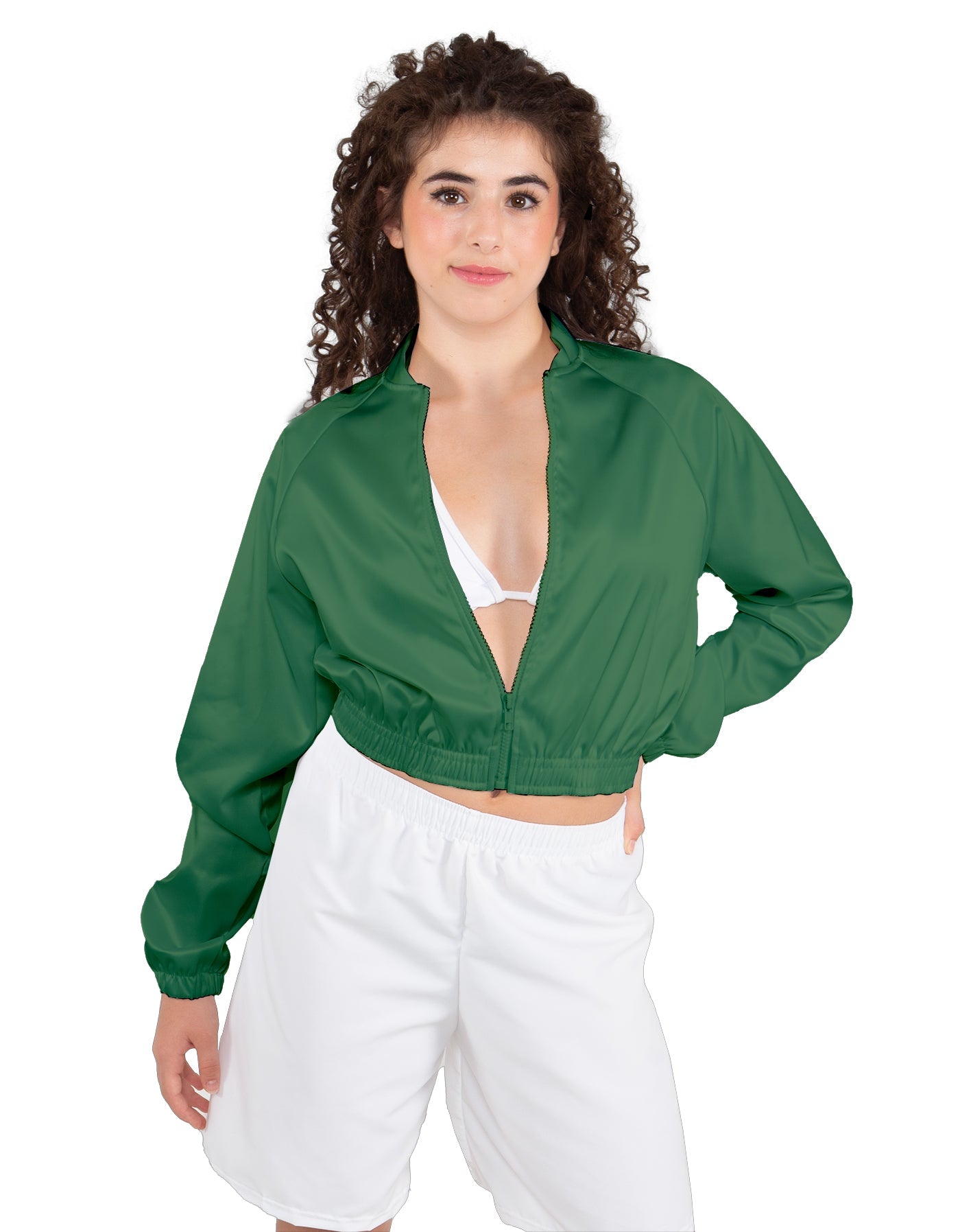 Solid Satin Cropped Jockey Jacket No Rib
