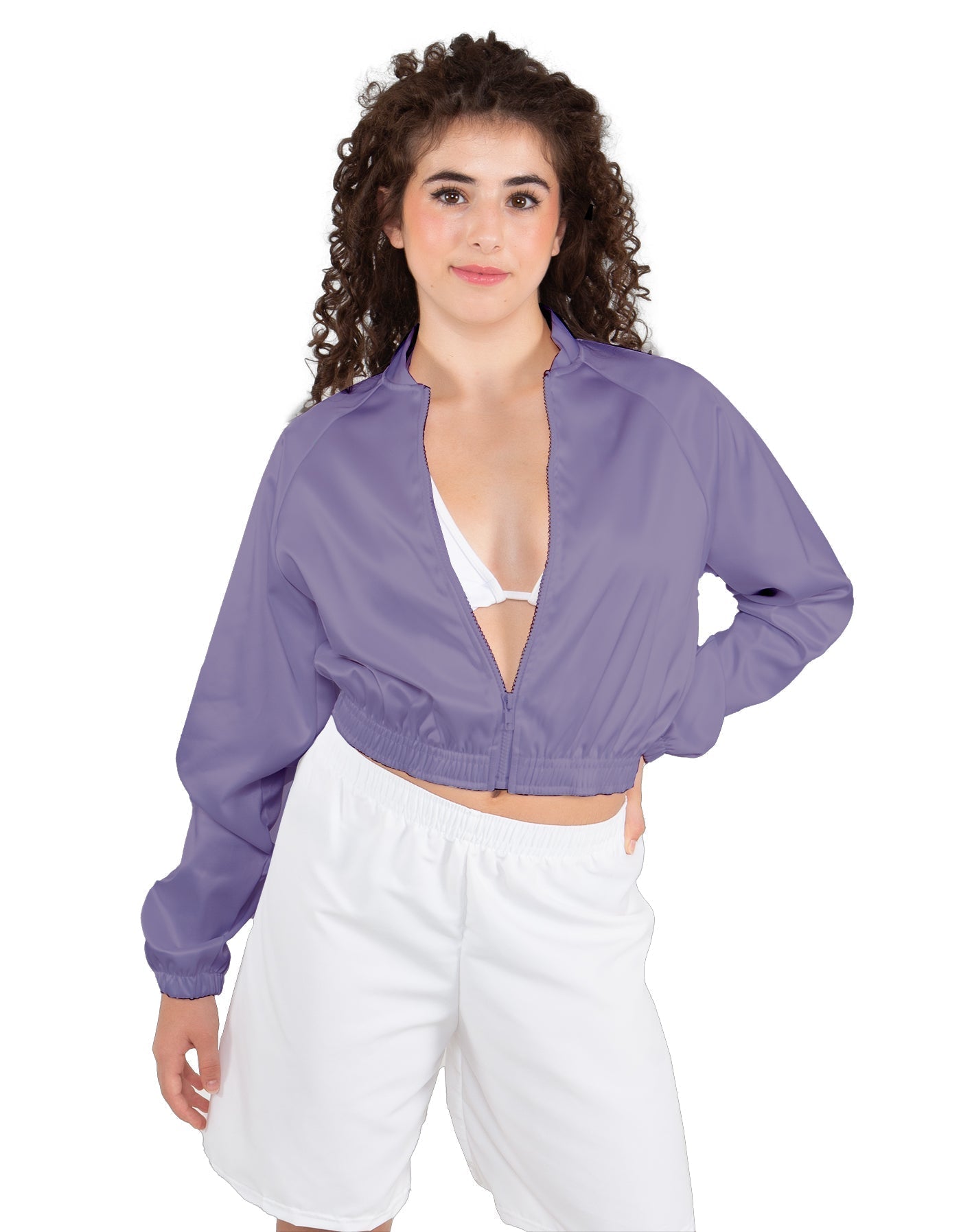 Solid Satin Cropped Jockey Jacket No Rib