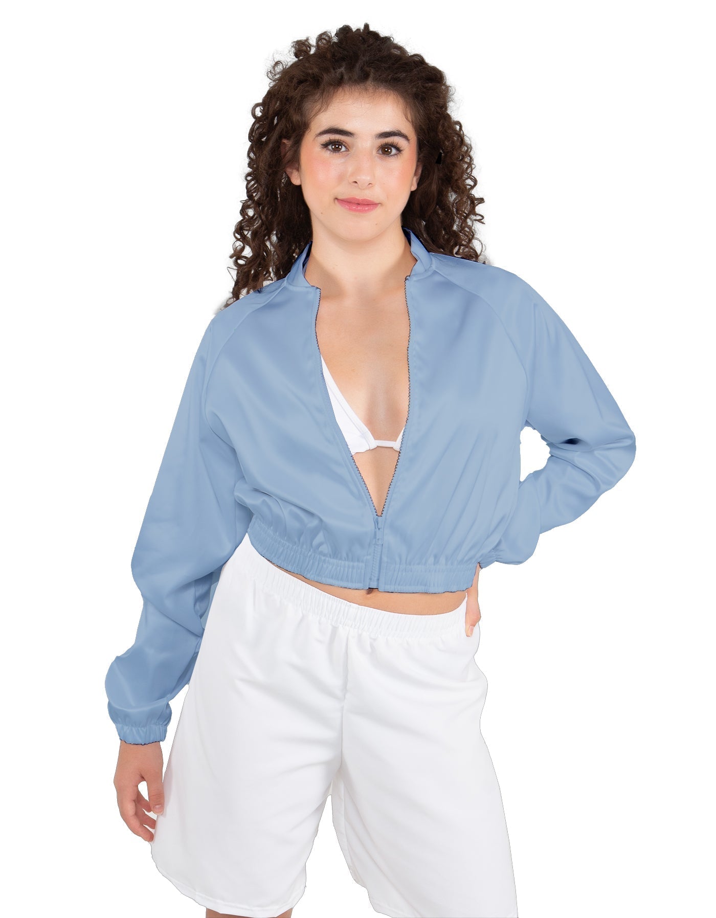 Solid Satin Cropped Jockey Jacket No Rib