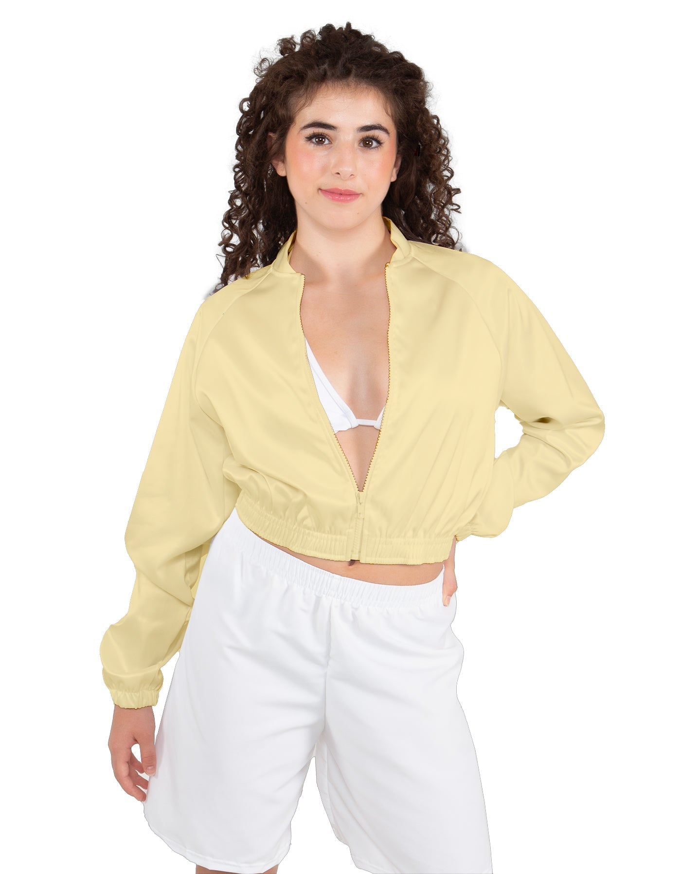 Solid Satin Cropped Jockey Jacket No Rib