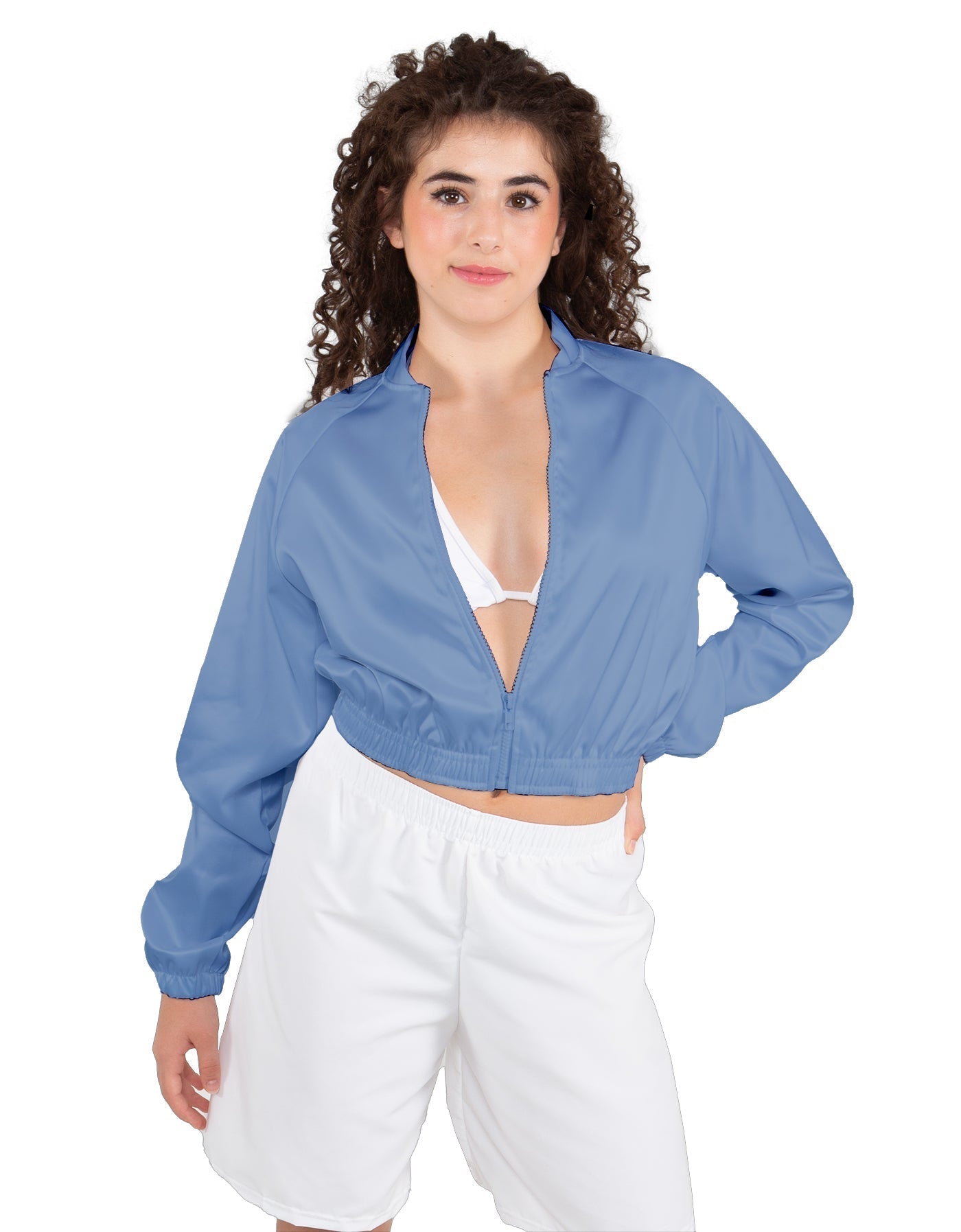 Solid Satin Cropped Jockey Jacket No Rib