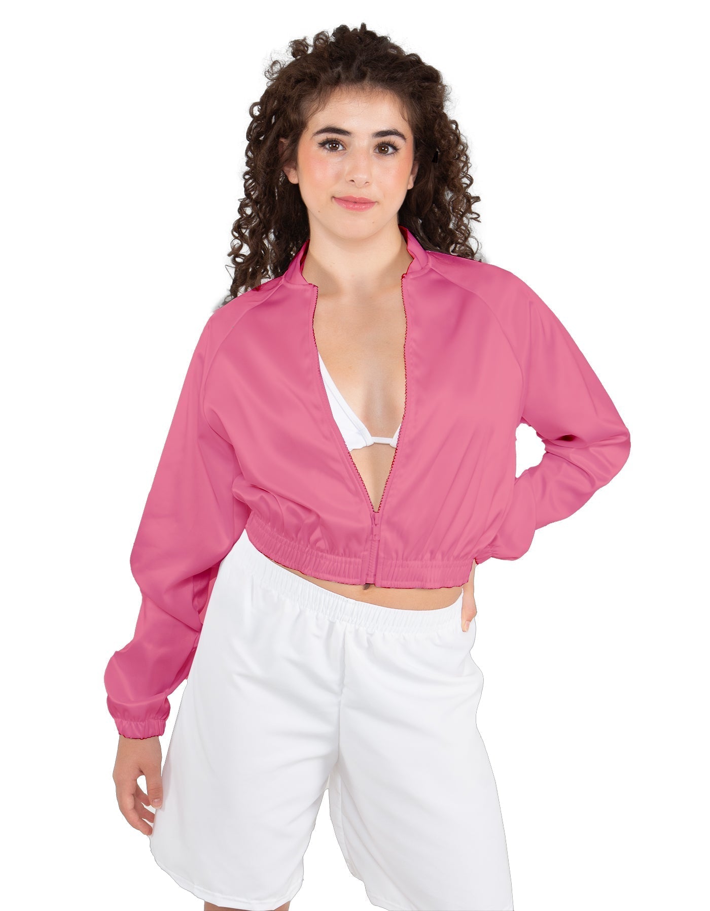 Solid Satin Cropped Jockey Jacket No Rib