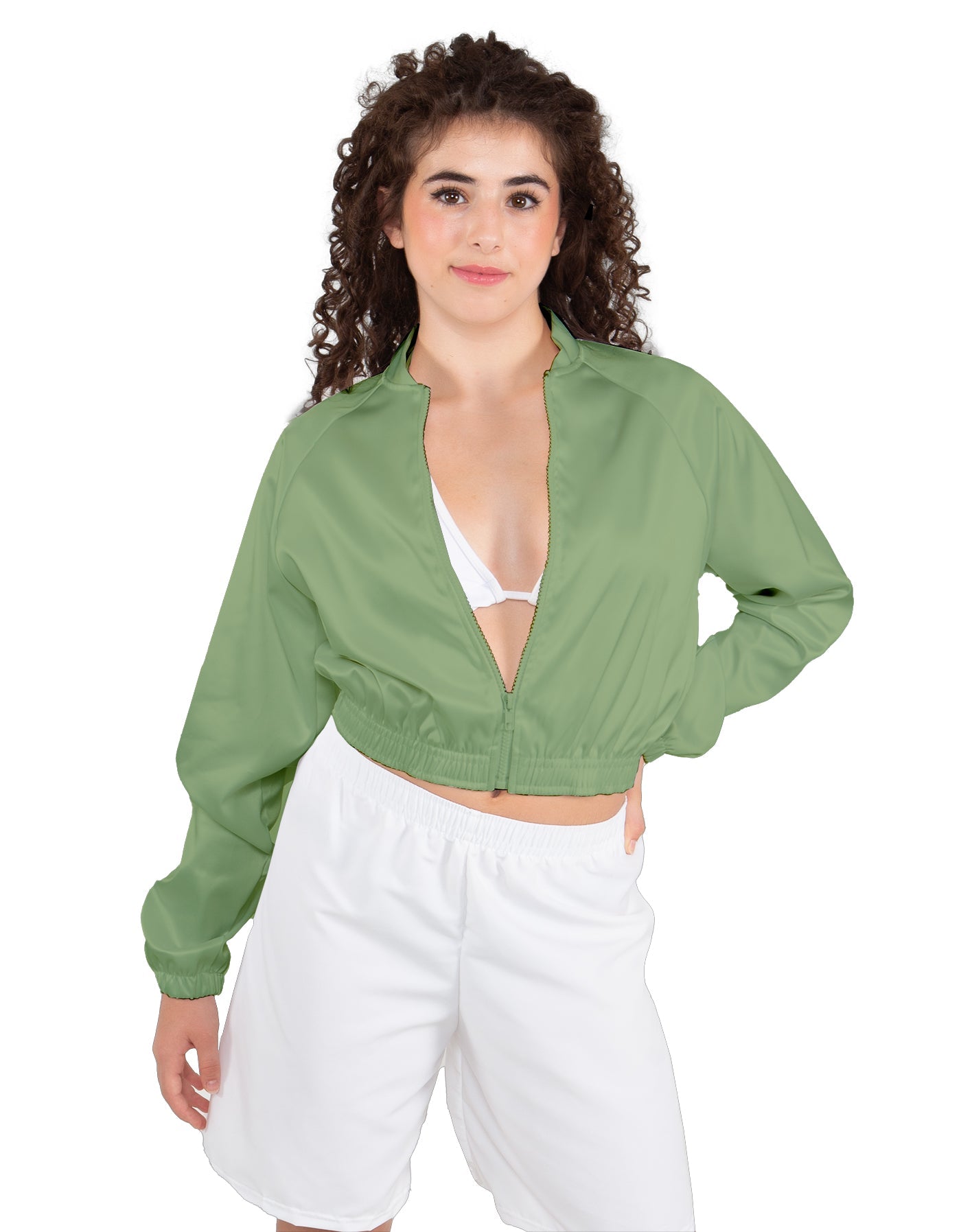 Solid Satin Cropped Jockey Jacket No Rib