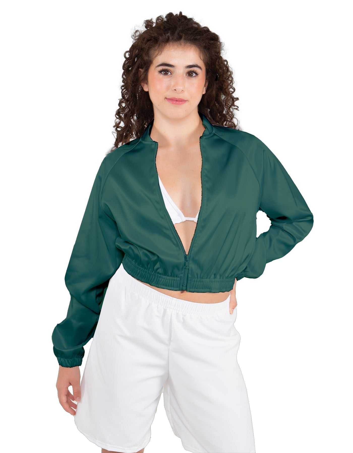 Solid Satin Cropped Jockey Jacket No Rib