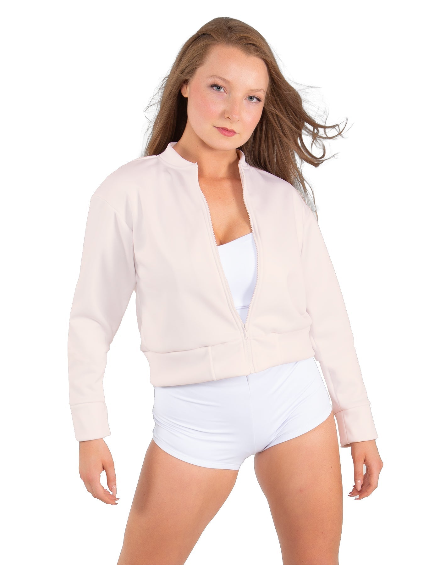 Solid Fleece Cropped Varsity Jacket