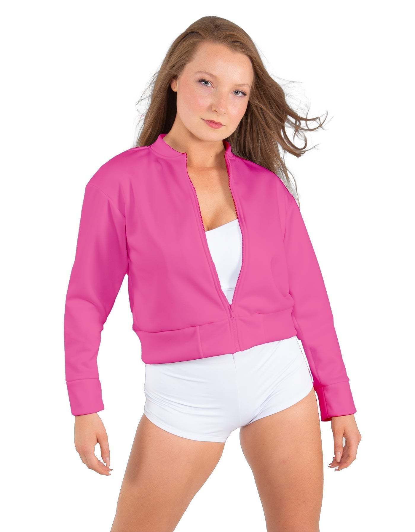 Solid Fleece Cropped Varsity Jacket