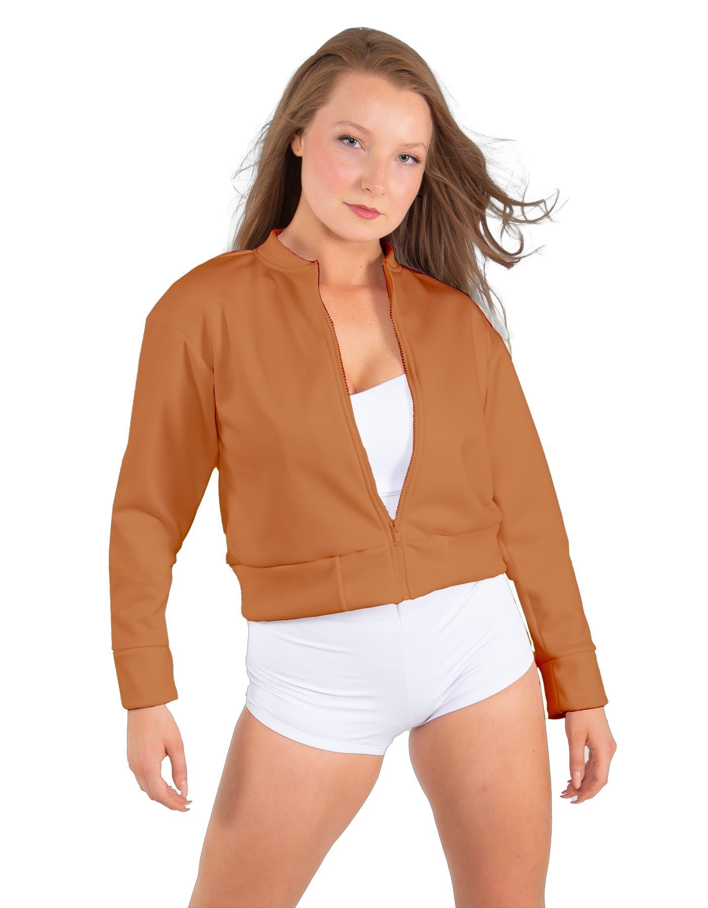 Solid Fleece Cropped Varsity Jacket