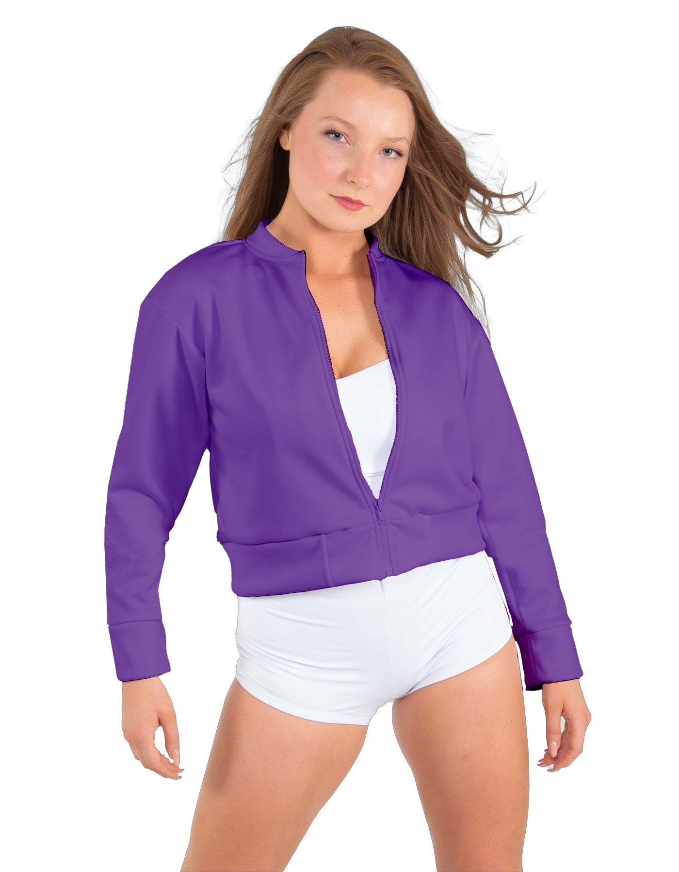 Solid Fleece Cropped Varsity Jacket