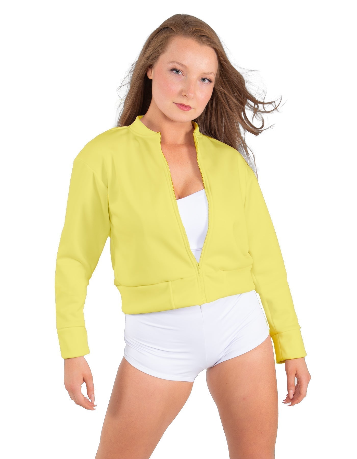 Solid Fleece Cropped Varsity Jacket