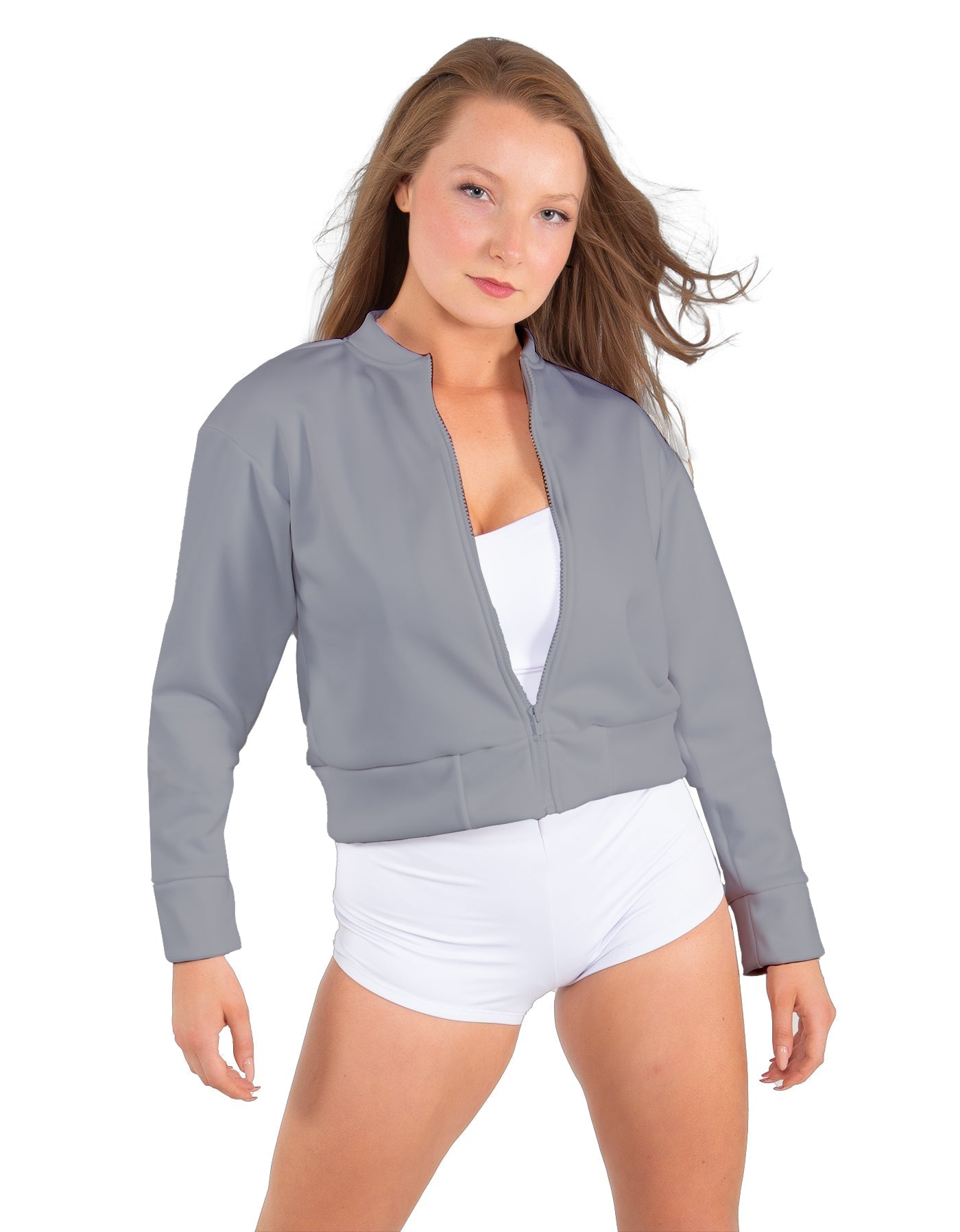 Solid Fleece Cropped Varsity Jacket