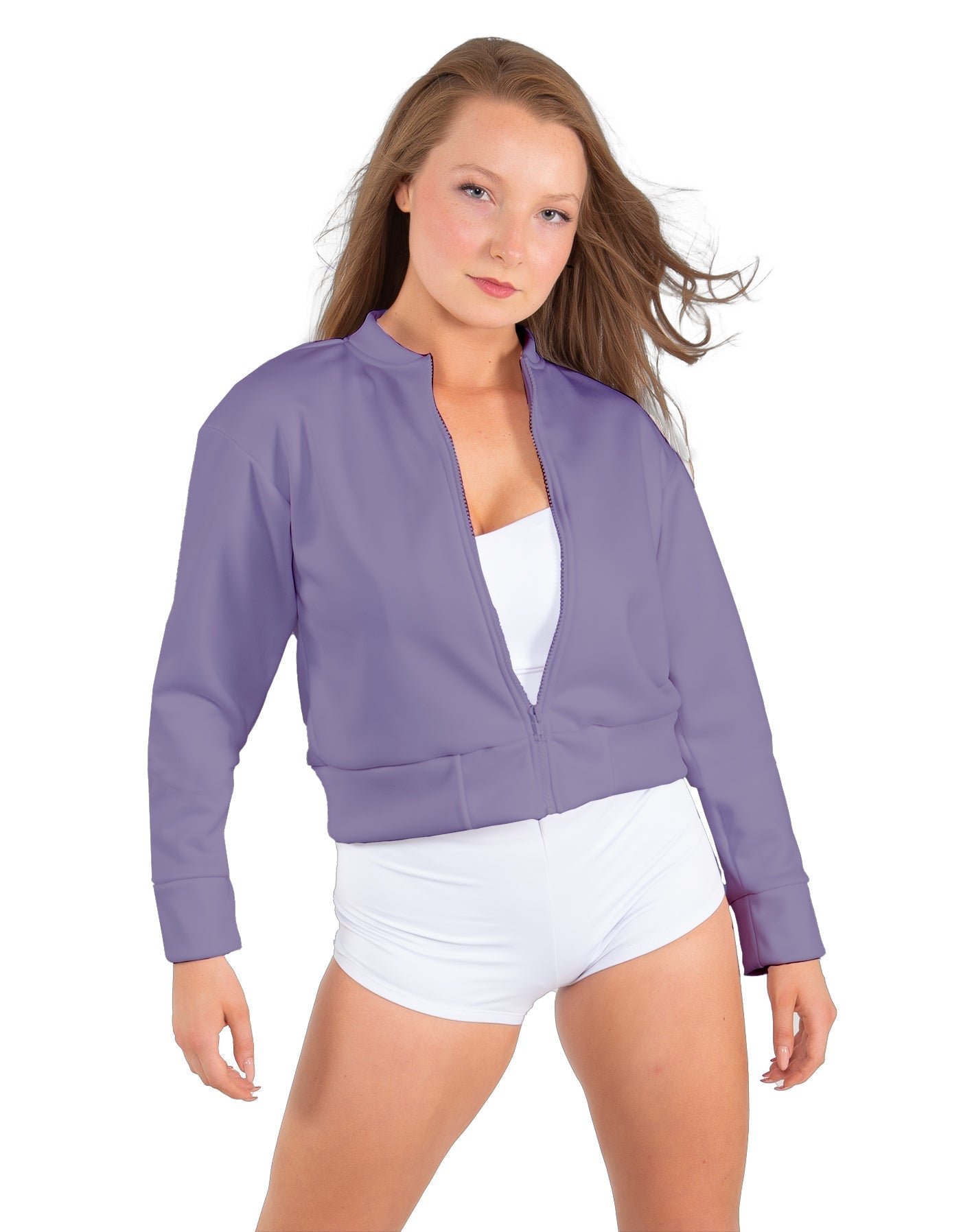 Solid Fleece Cropped Varsity Jacket