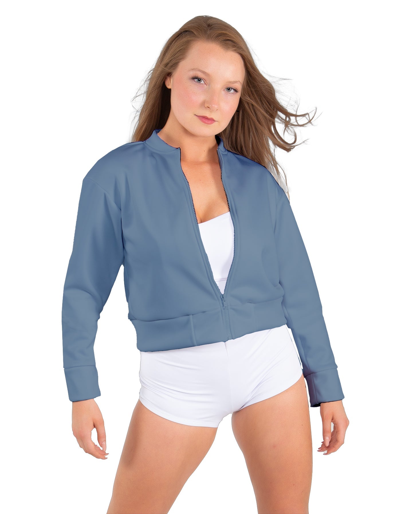 Solid Fleece Cropped Varsity Jacket