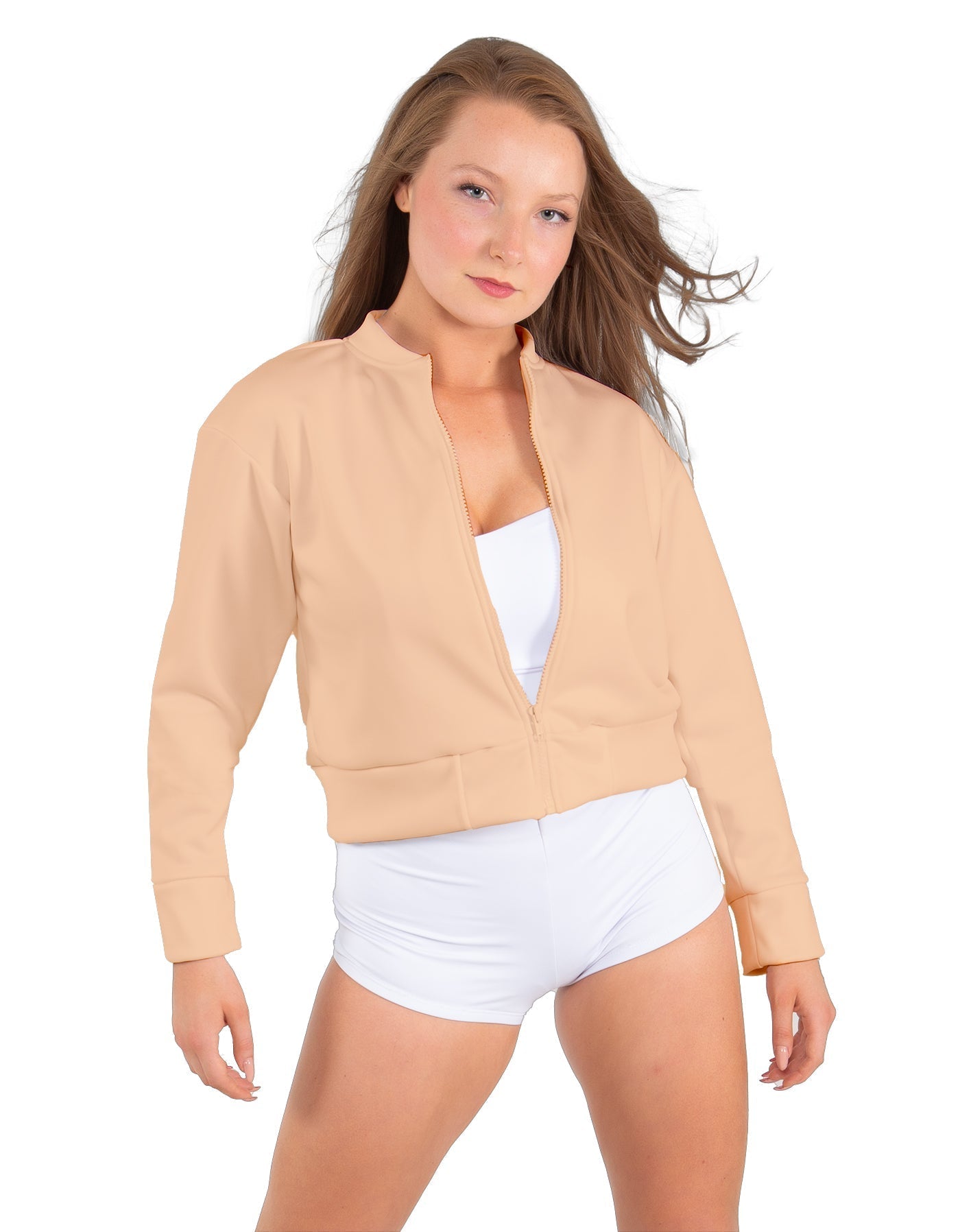 Solid Fleece Cropped Varsity Jacket