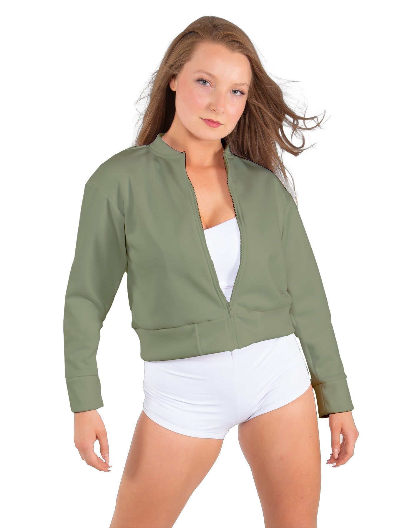 Solid Fleece Cropped Varsity Jacket