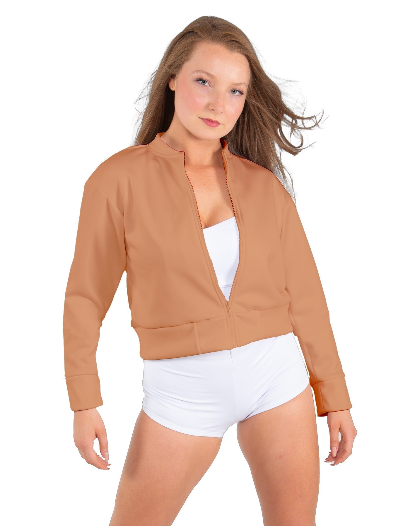 Solid Fleece Cropped Varsity Jacket