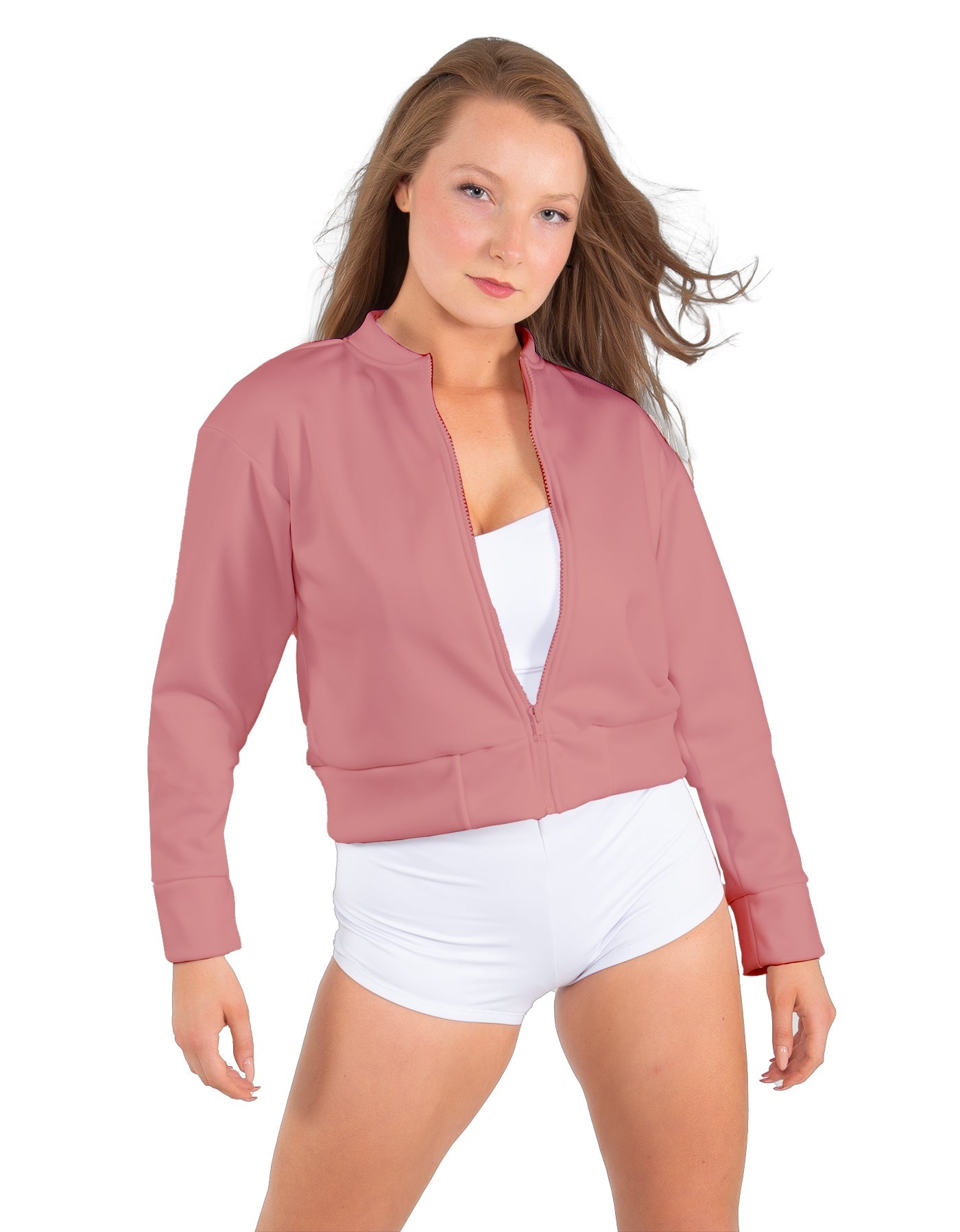 Solid Fleece Cropped Varsity Jacket