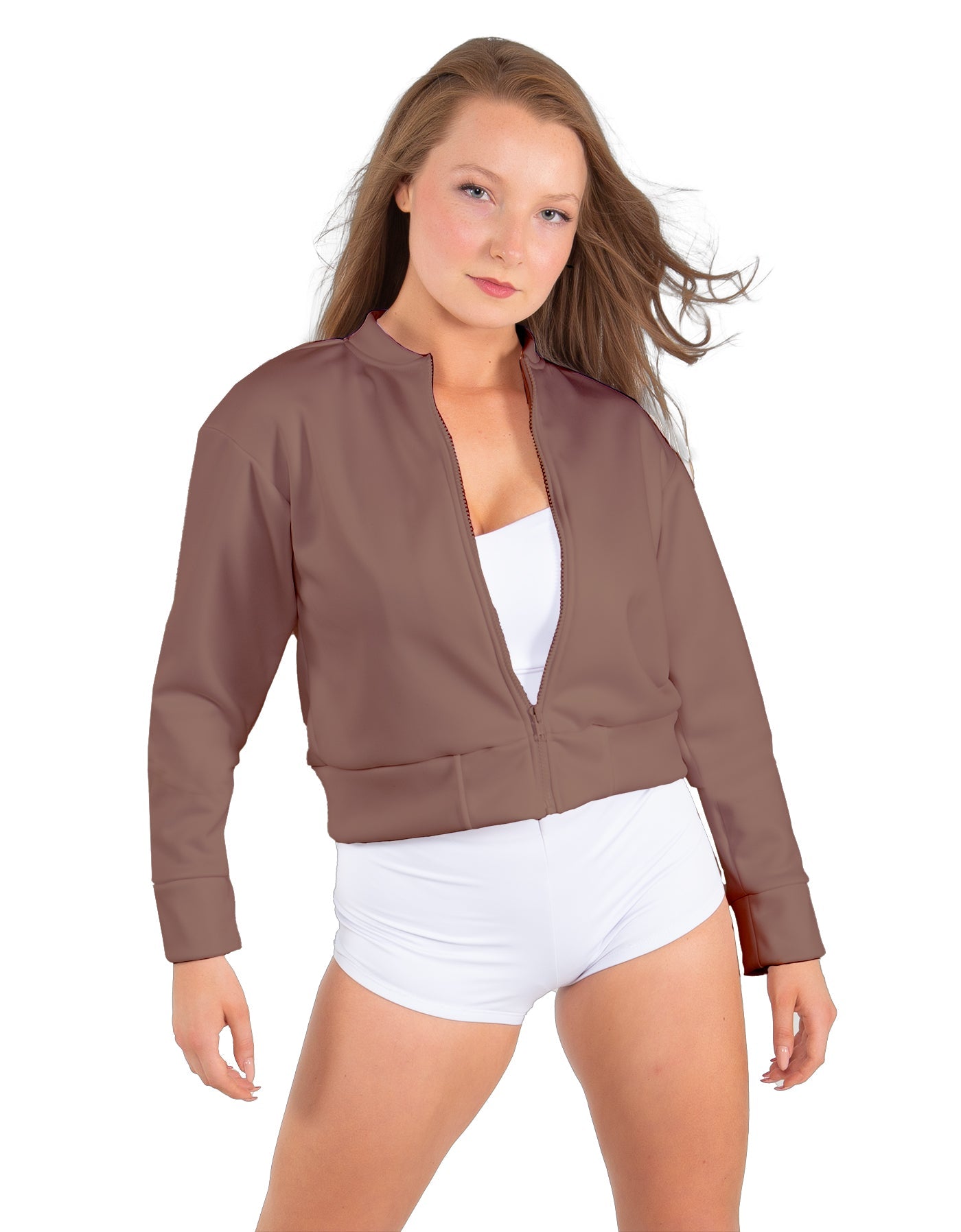 Solid Fleece Cropped Varsity Jacket