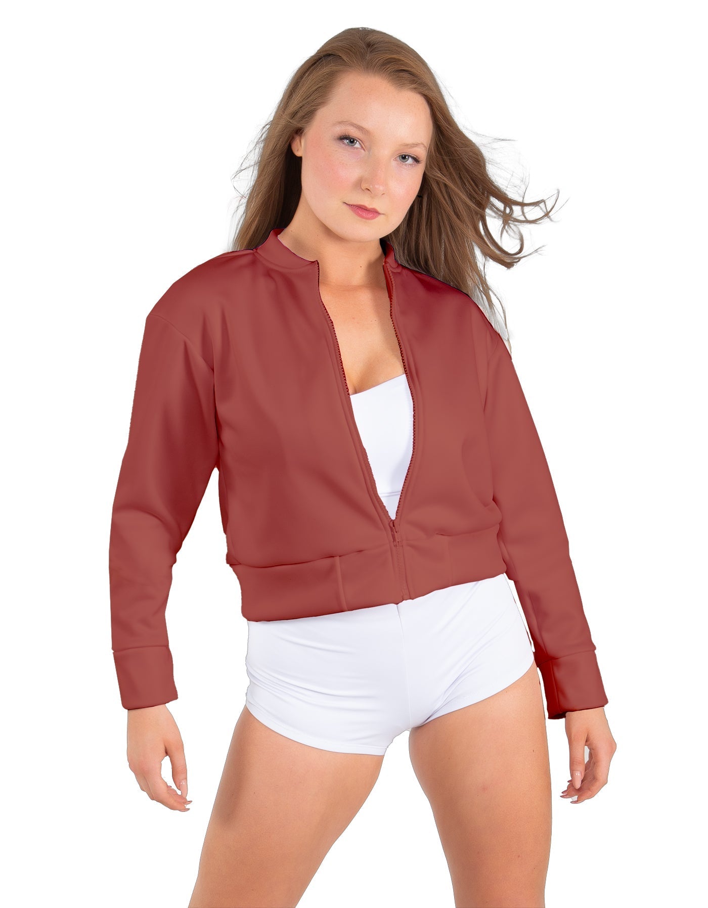 Solid Fleece Cropped Varsity Jacket
