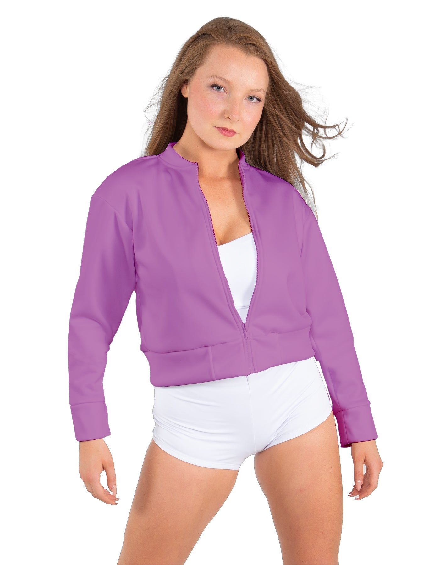 Solid Fleece Cropped Varsity Jacket