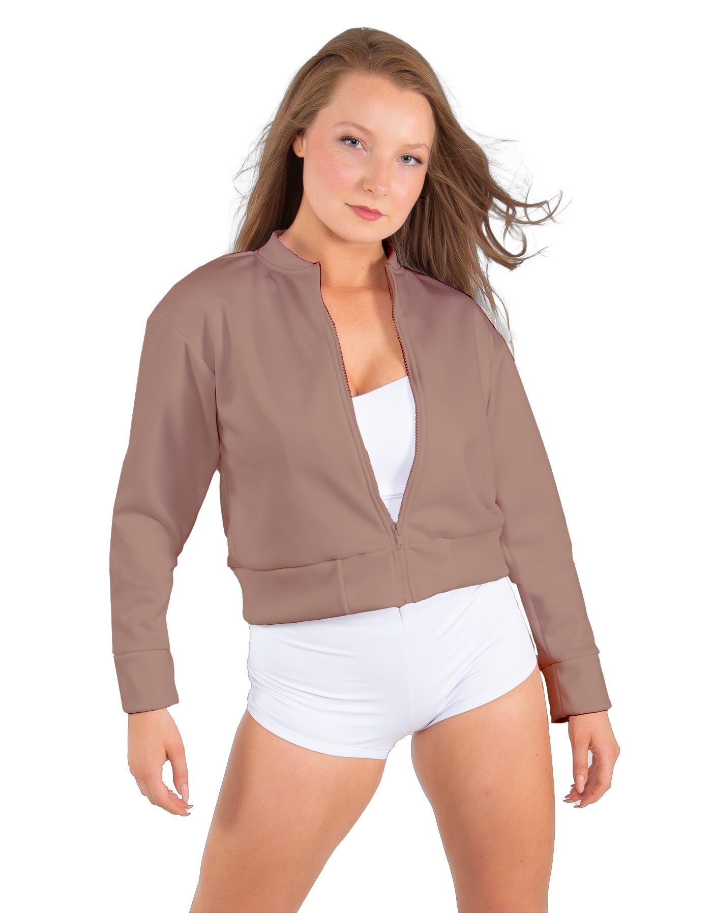 Solid Fleece Cropped Varsity Jacket