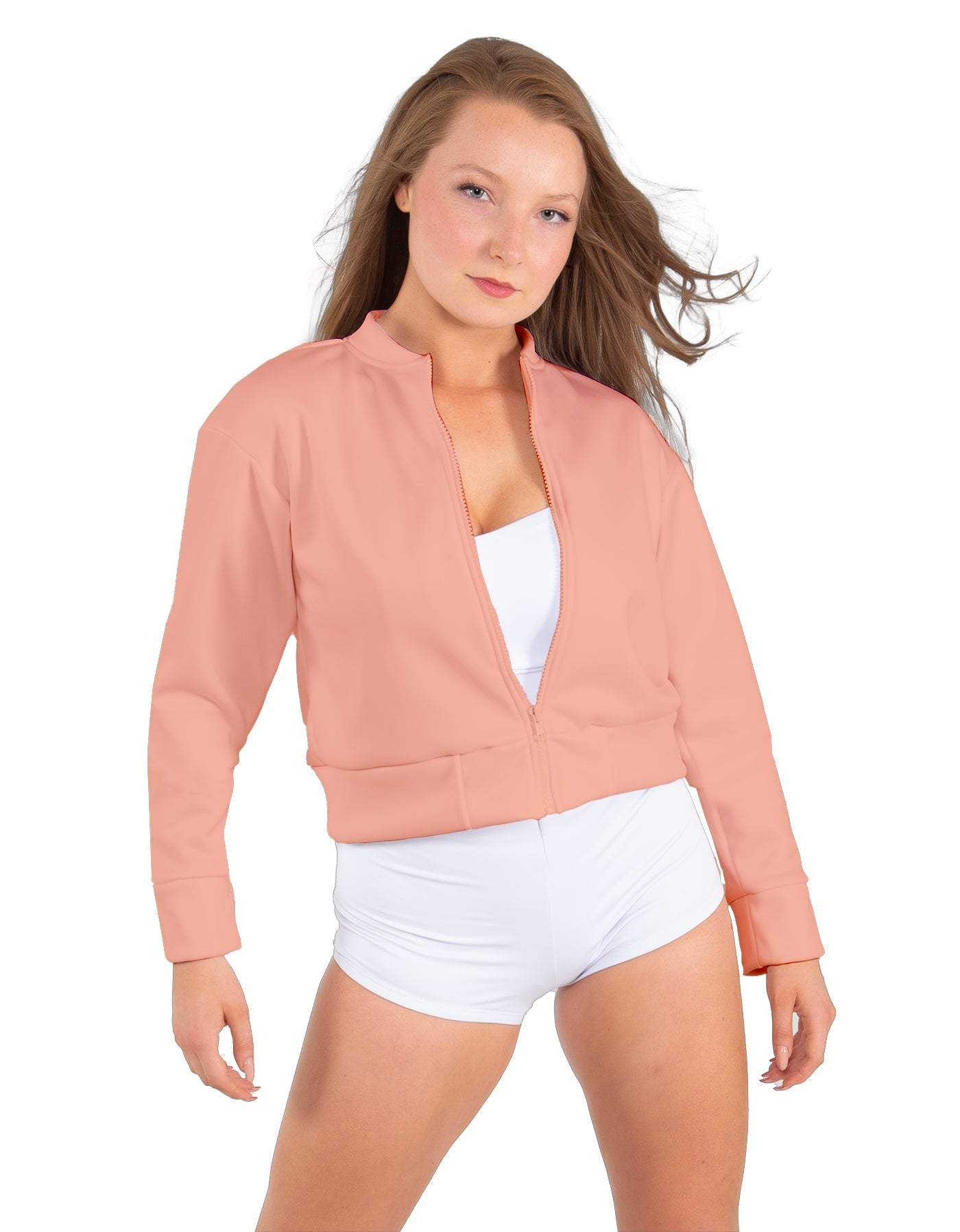 Solid Fleece Cropped Varsity Jacket