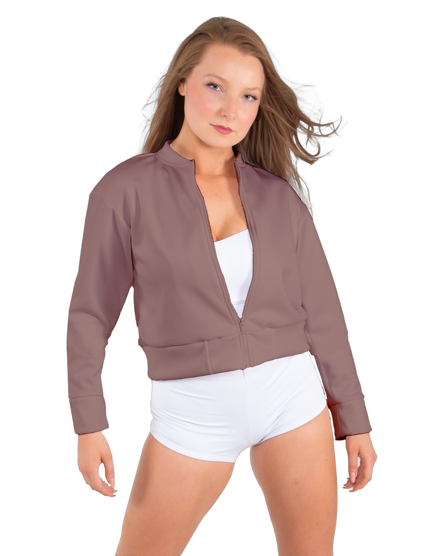 Solid Fleece Cropped Varsity Jacket