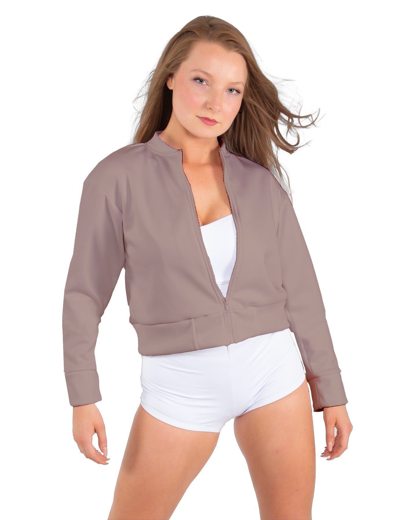 Solid Fleece Cropped Varsity Jacket