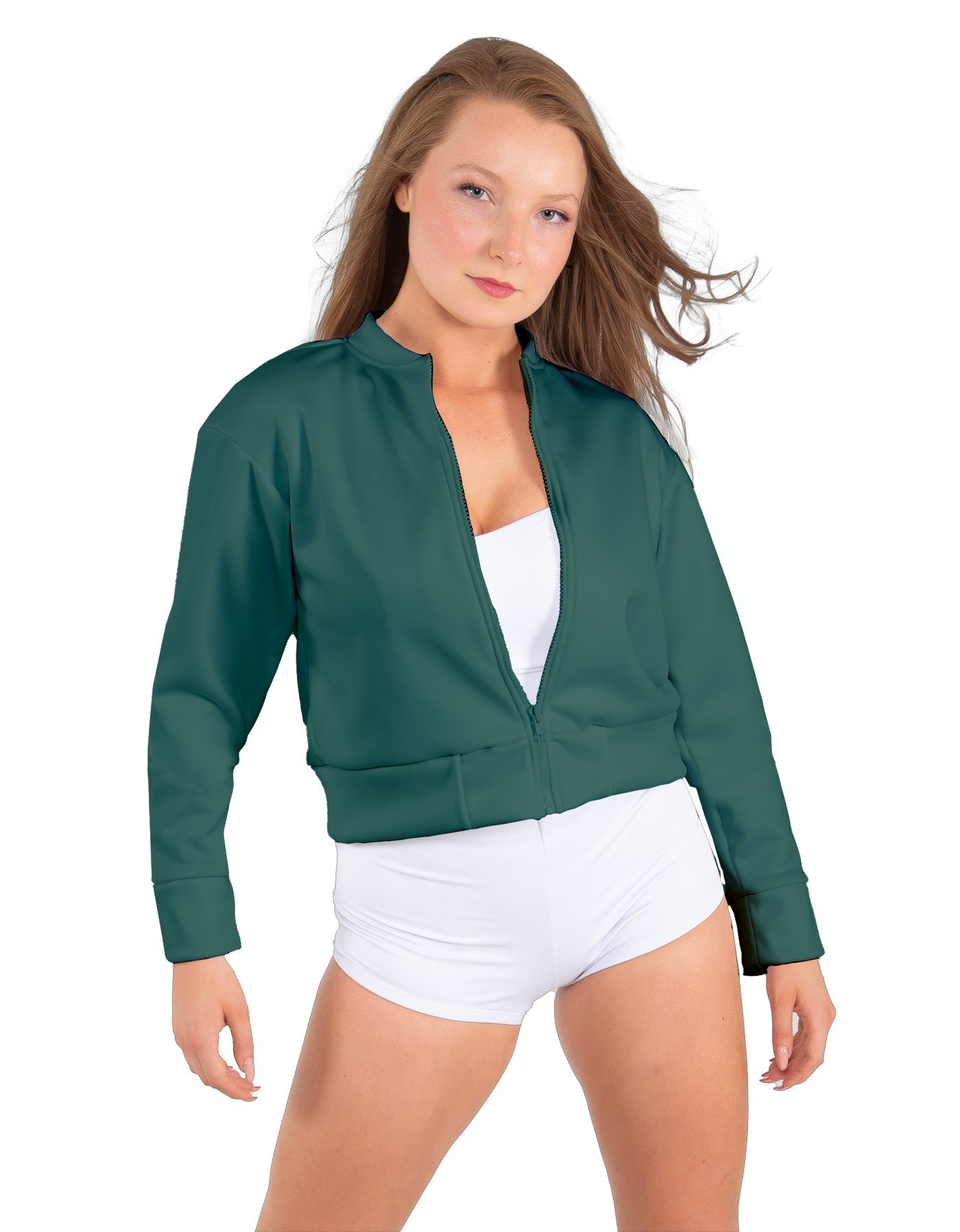 Solid Fleece Cropped Varsity Jacket