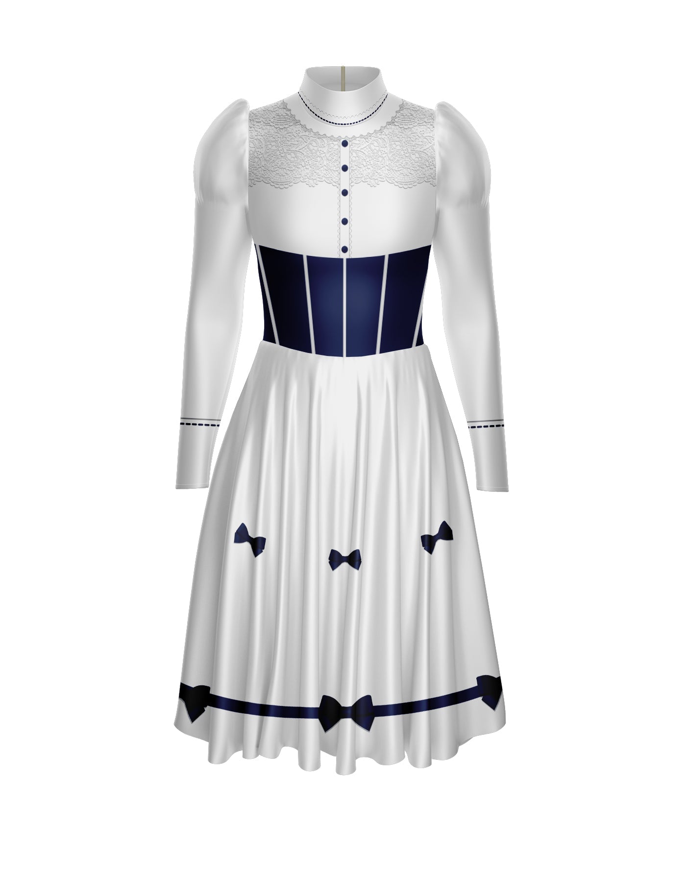 Jolly Holiday LS Puff Sleeve TNeck Dress with Character Skirt