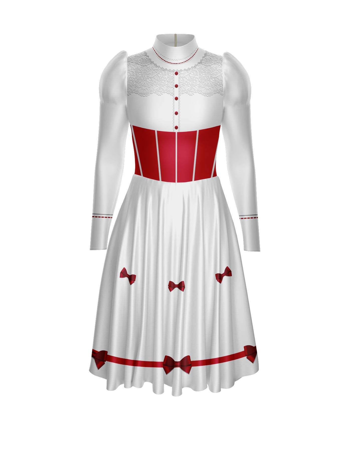 Jolly Holiday LS Puff Sleeve TNeck Dress with Character Skirt