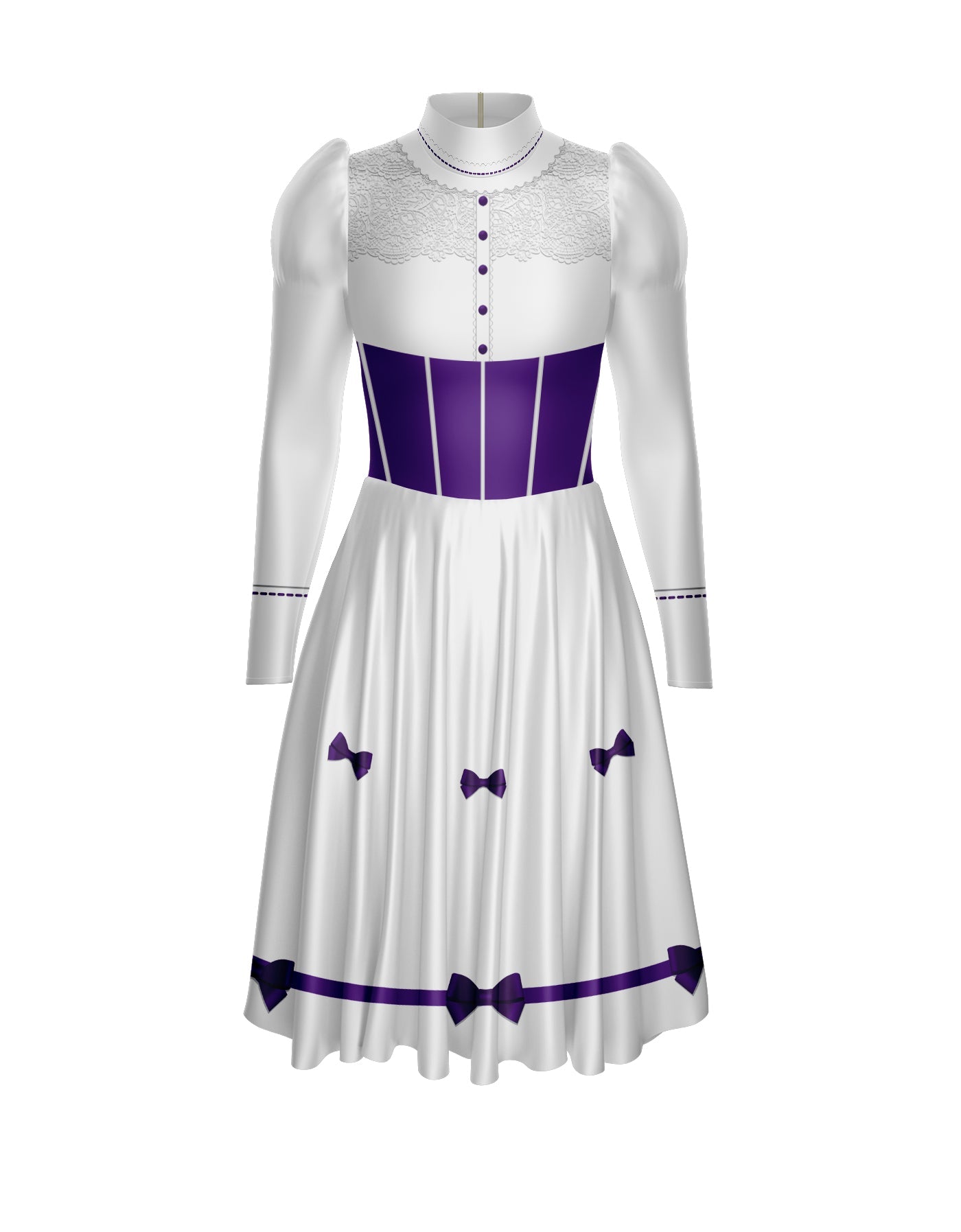 Jolly Holiday LS Puff Sleeve TNeck Dress with Character Skirt