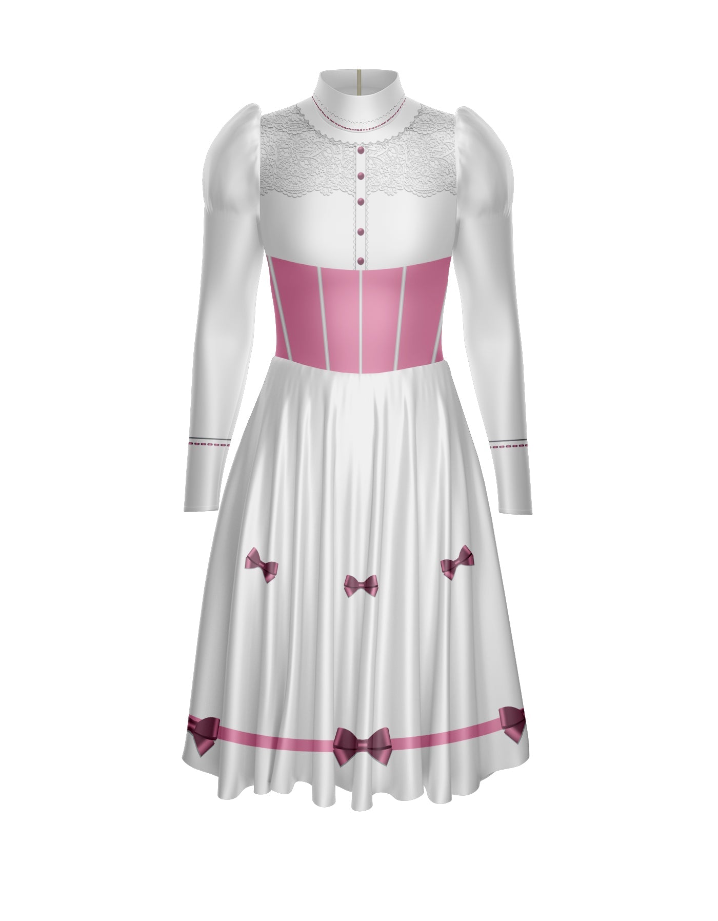 Jolly Holiday LS Puff Sleeve TNeck Dress with Character Skirt
