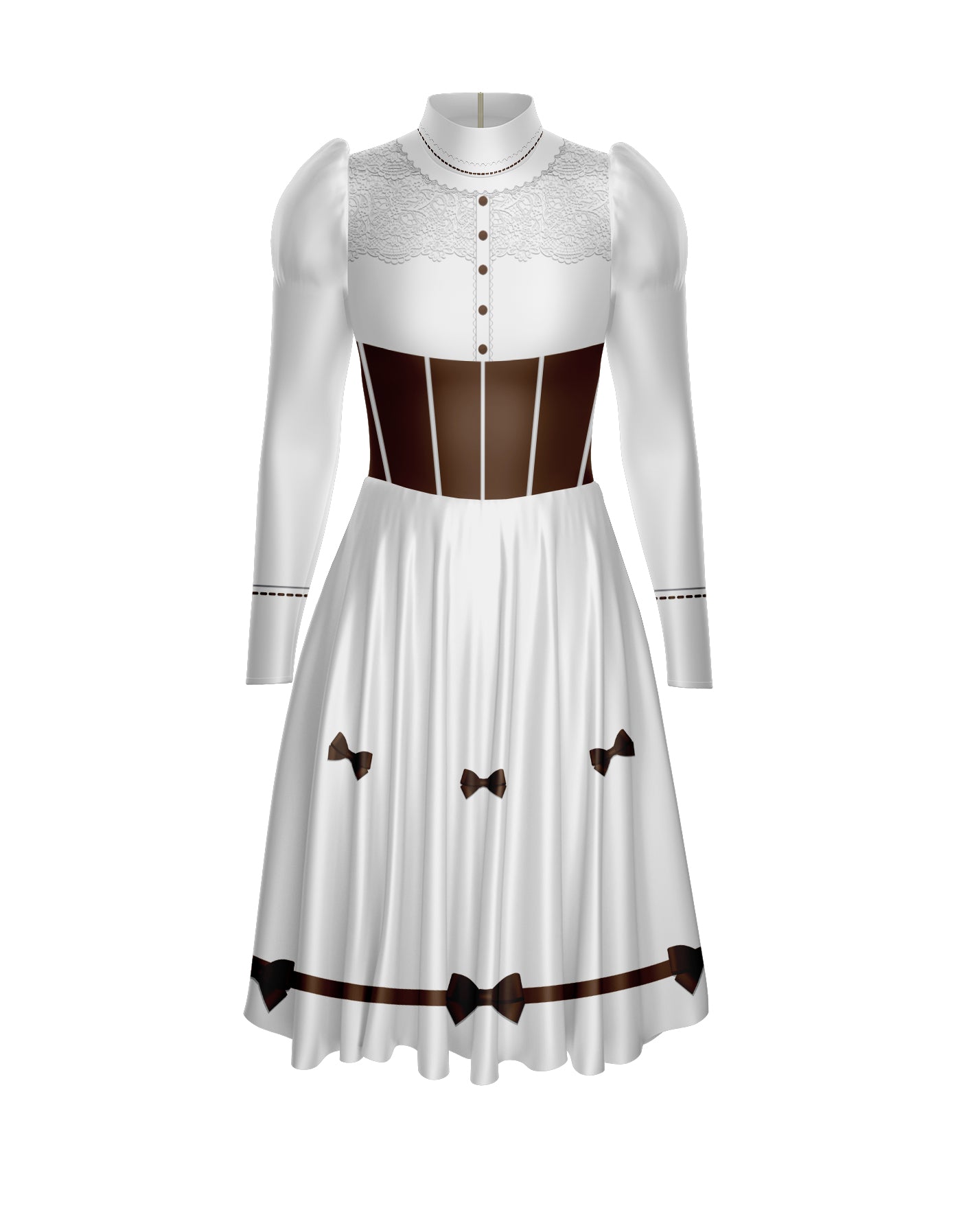 Jolly Holiday LS Puff Sleeve TNeck Dress with Character Skirt