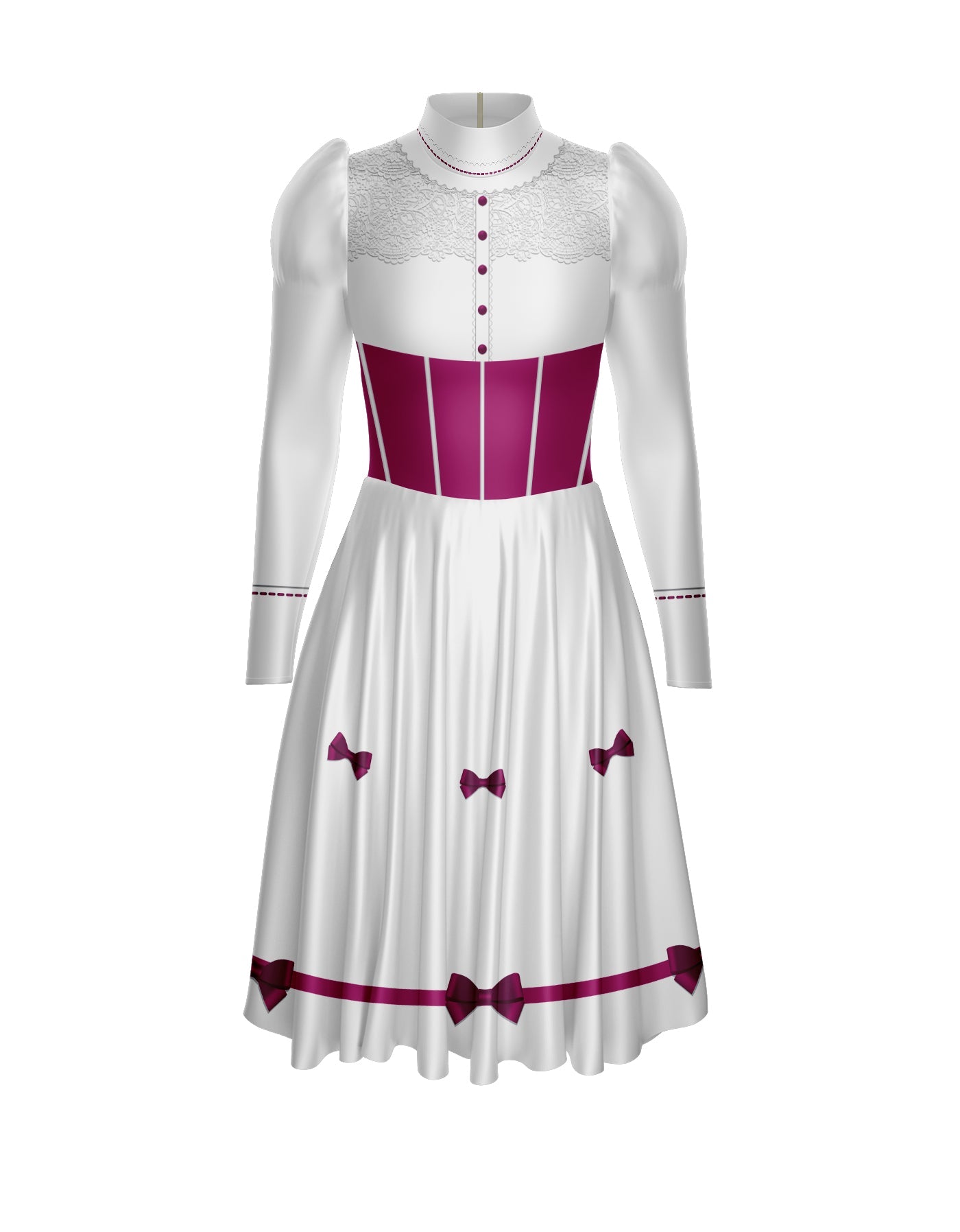 Jolly Holiday LS Puff Sleeve TNeck Dress with Character Skirt