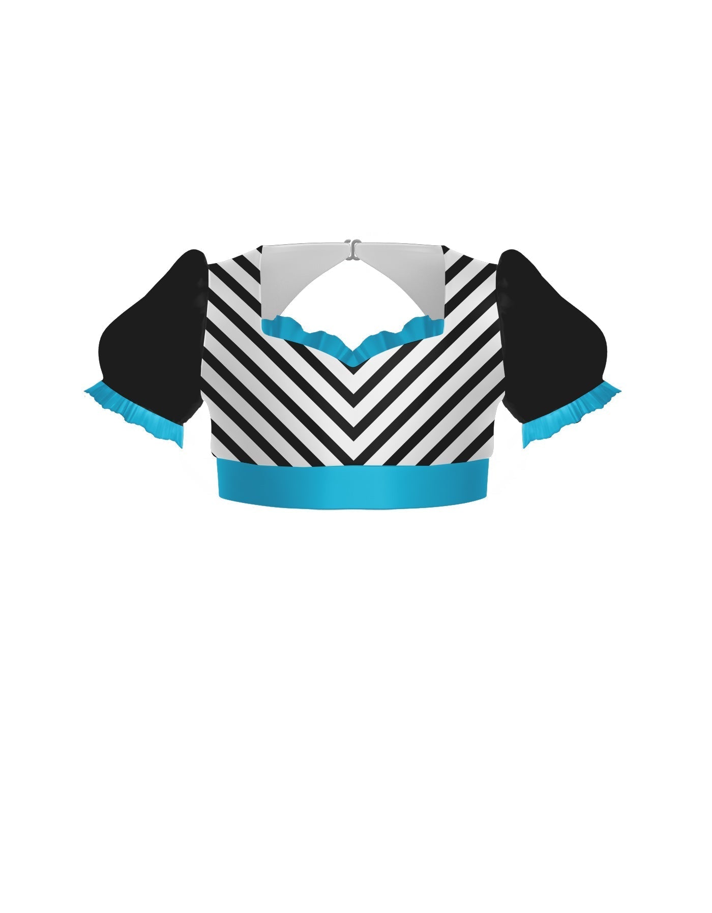 Banana Split Sweetheart Puff Sleeve Crop Top with Triangle Back and Ruffles