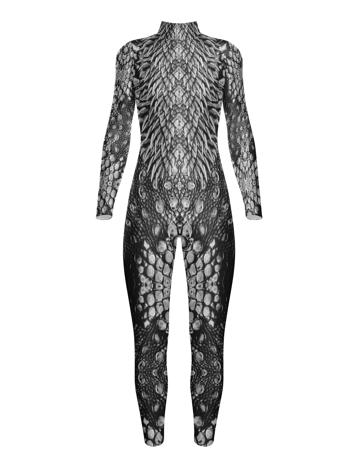 Reptilian LS Tneck Zipper Back Unitard