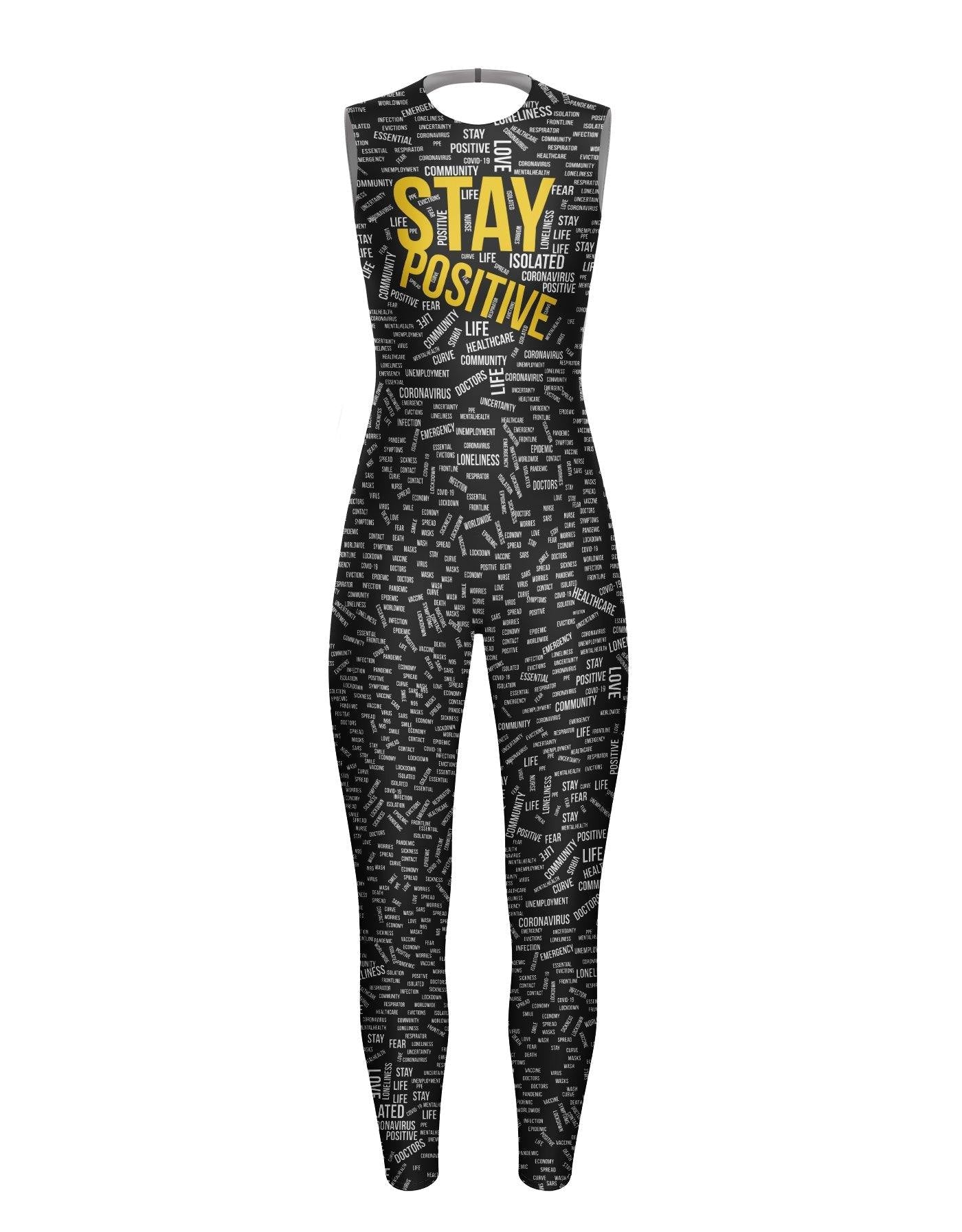 Stay Positive Sleeveless Open Back Unitard