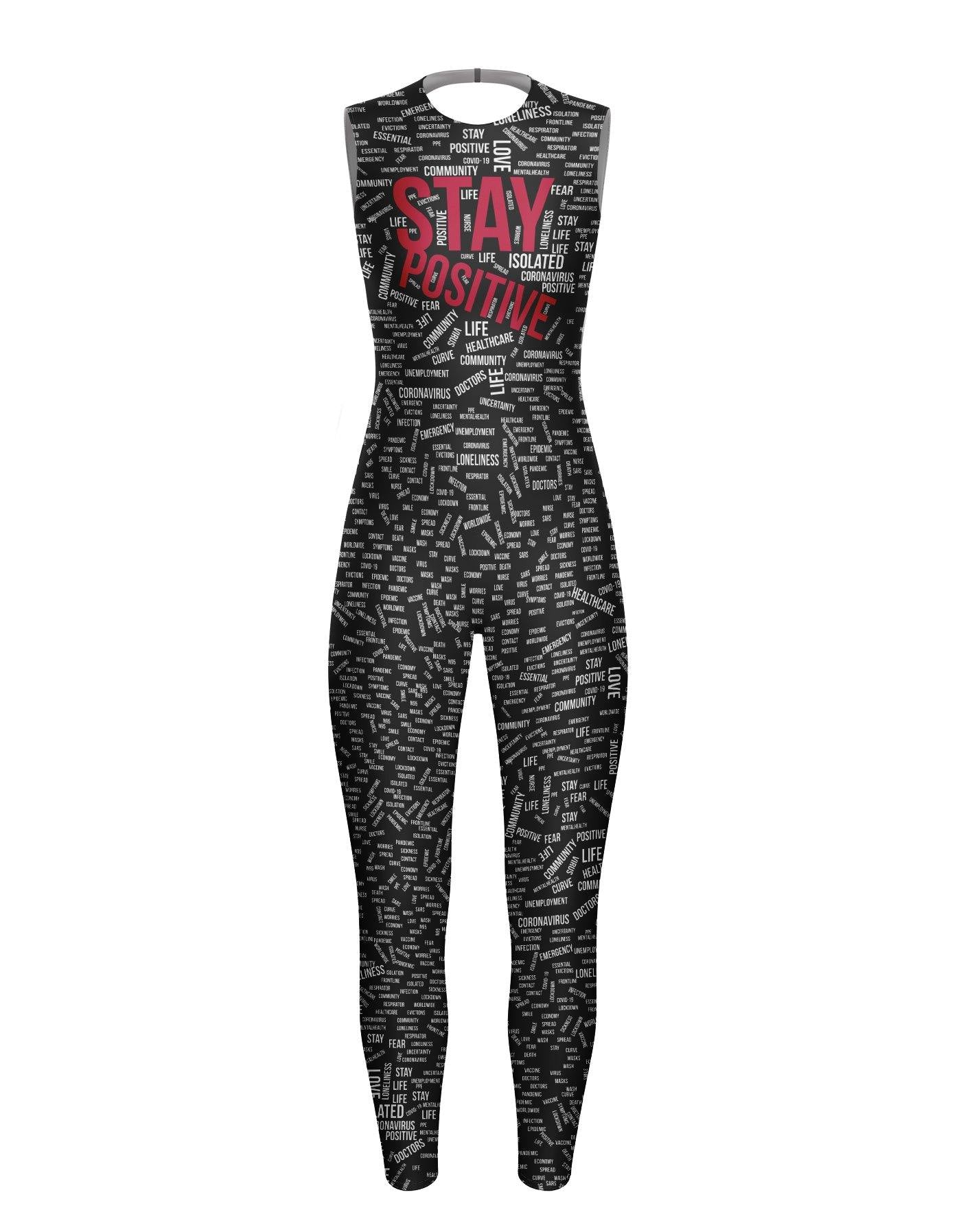 Stay Positive Sleeveless Open Back Unitard
