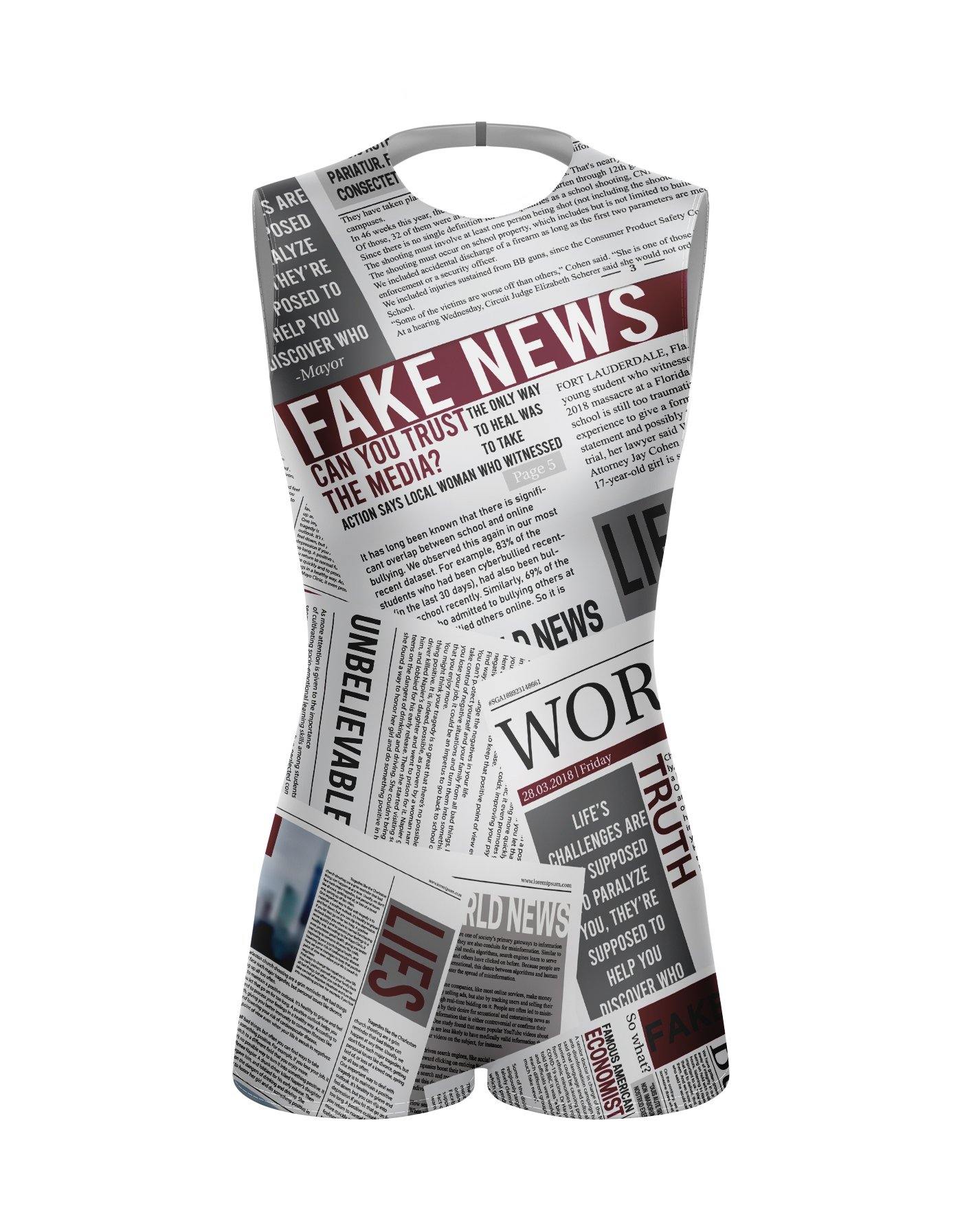 Fake News Sleeveless Open Back Biketard