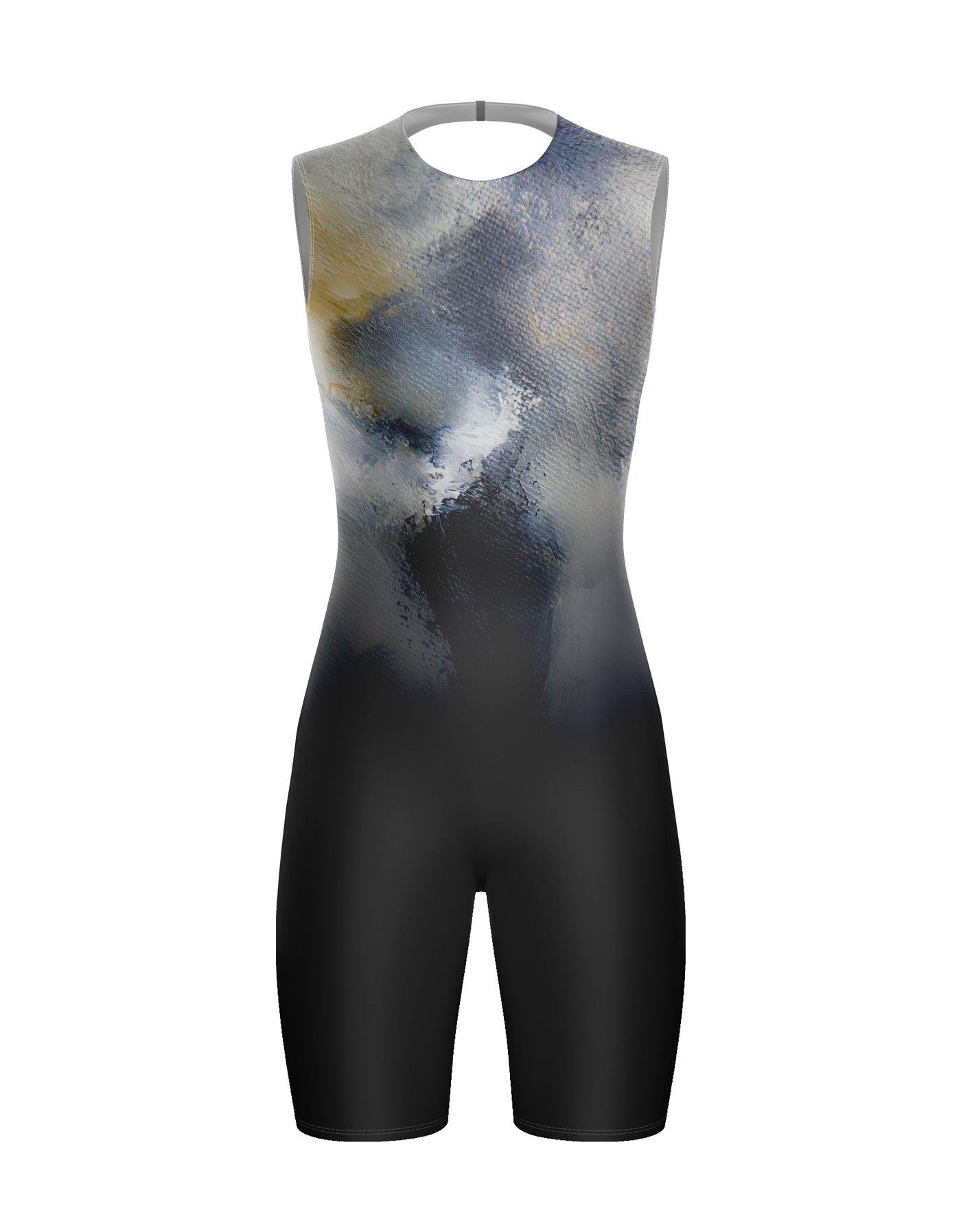 Acrylic Sleeveless Open Back Bike Short Biketard