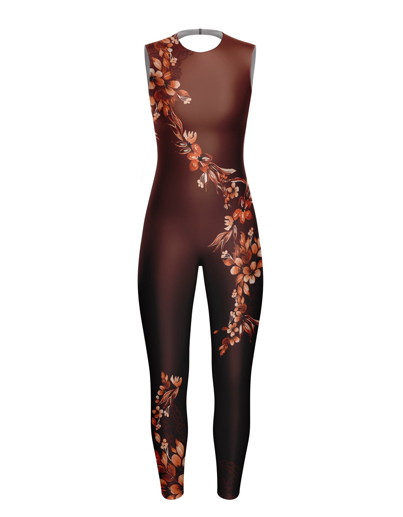 Falling Petals Sleeveless Open Back Unitard