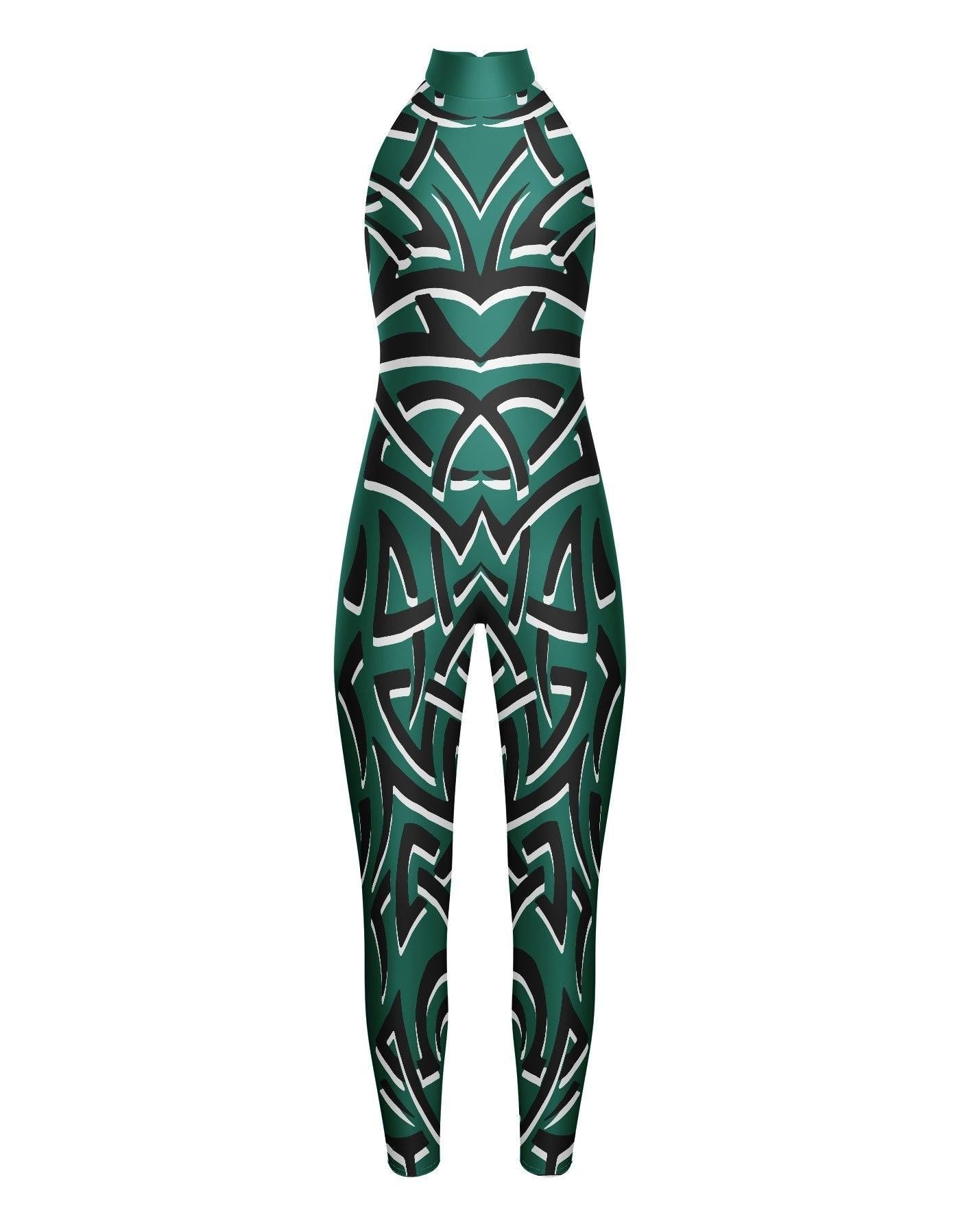 Tribal Coloured Halter Unitard