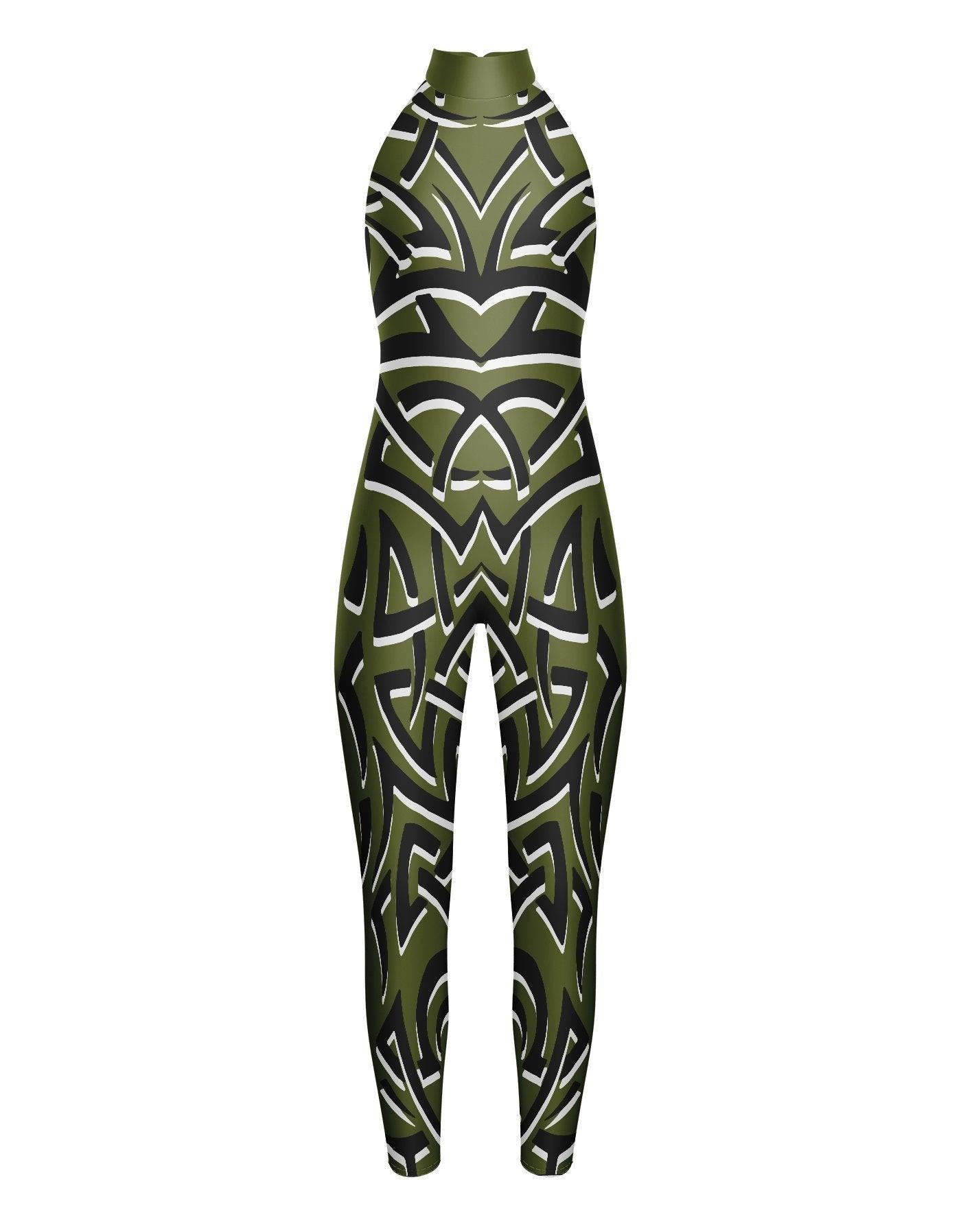 Tribal Coloured Halter Unitard