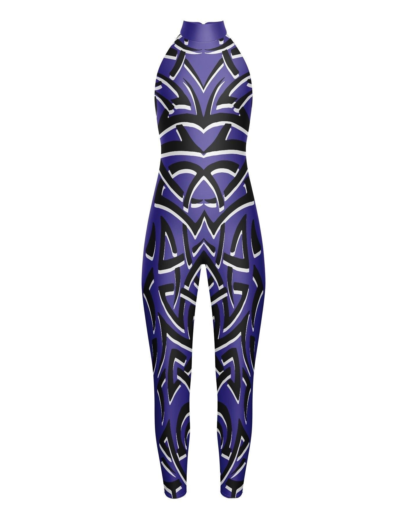 Tribal Coloured Halter Unitard