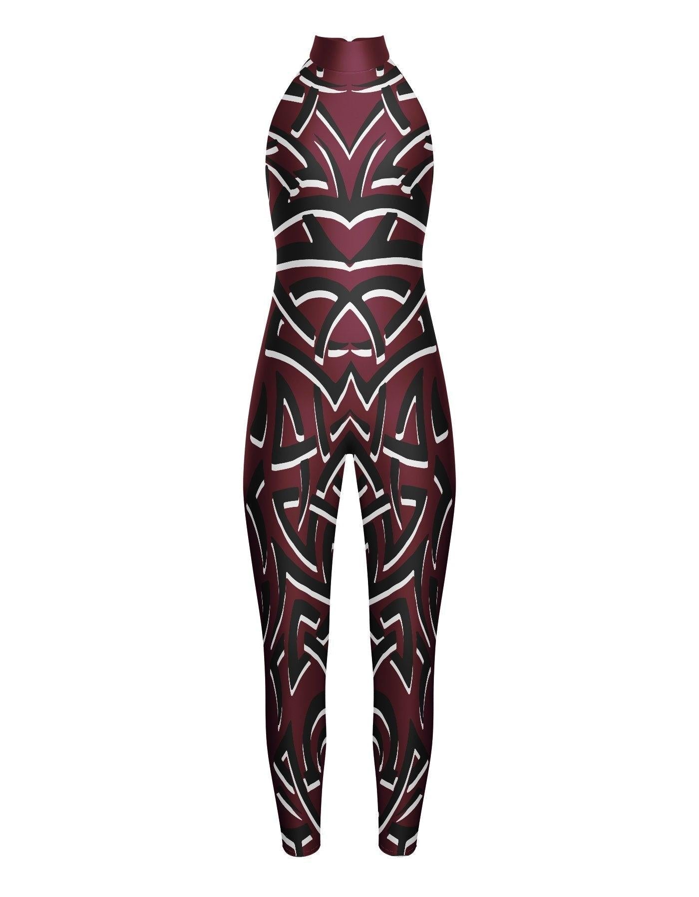 Tribal Coloured Halter Unitard