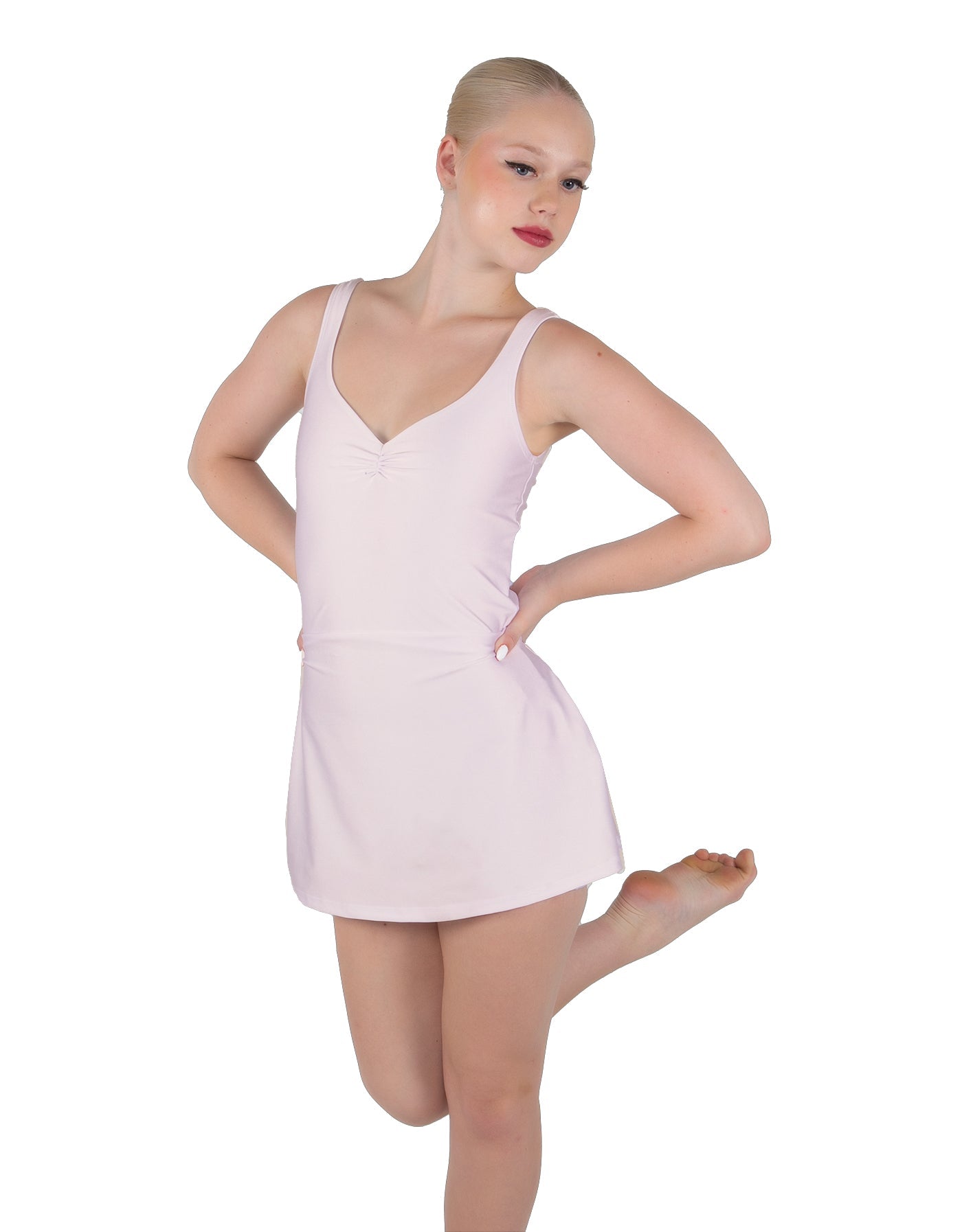 Solid Lycra Align Strap Dress with Pocket Shorts
