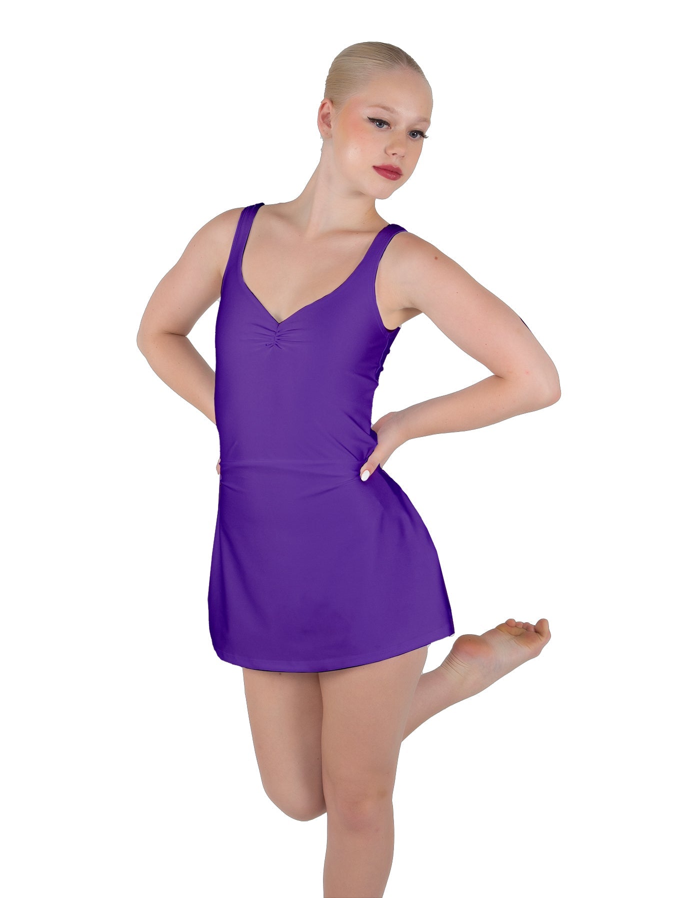 Solid Lycra Align Strap Dress with Pocket Shorts