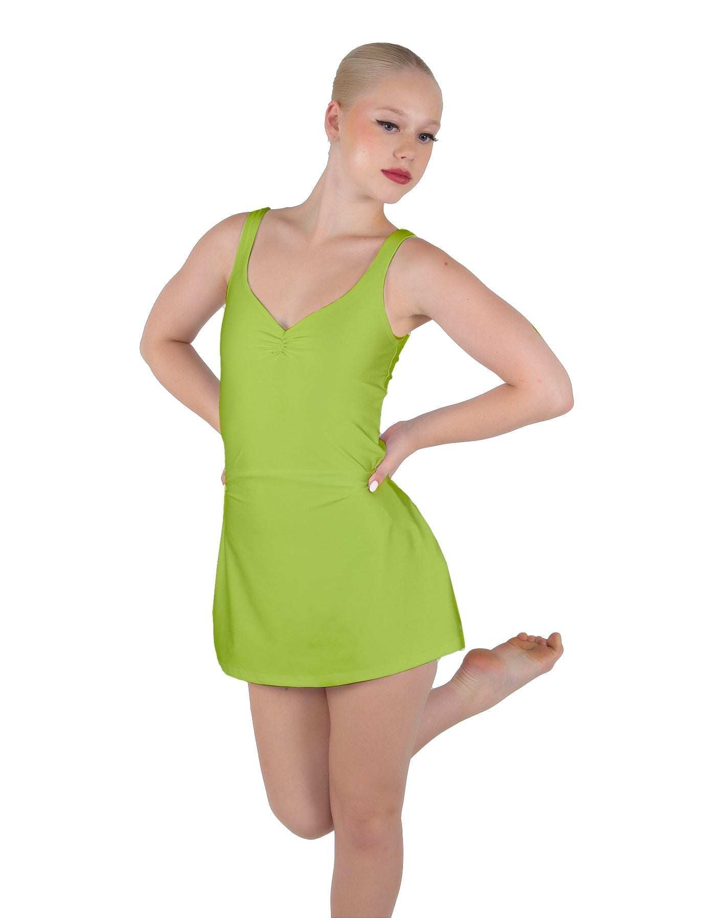 Solid Lycra Align Strap Dress with Pocket Shorts
