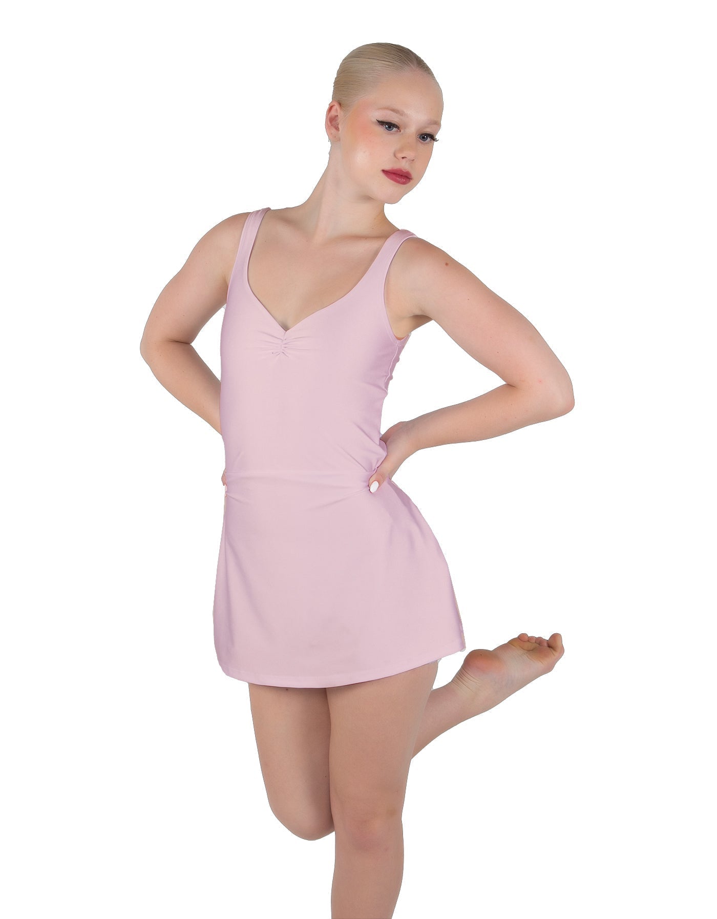 Solid Lycra Align Strap Dress with Pocket Shorts